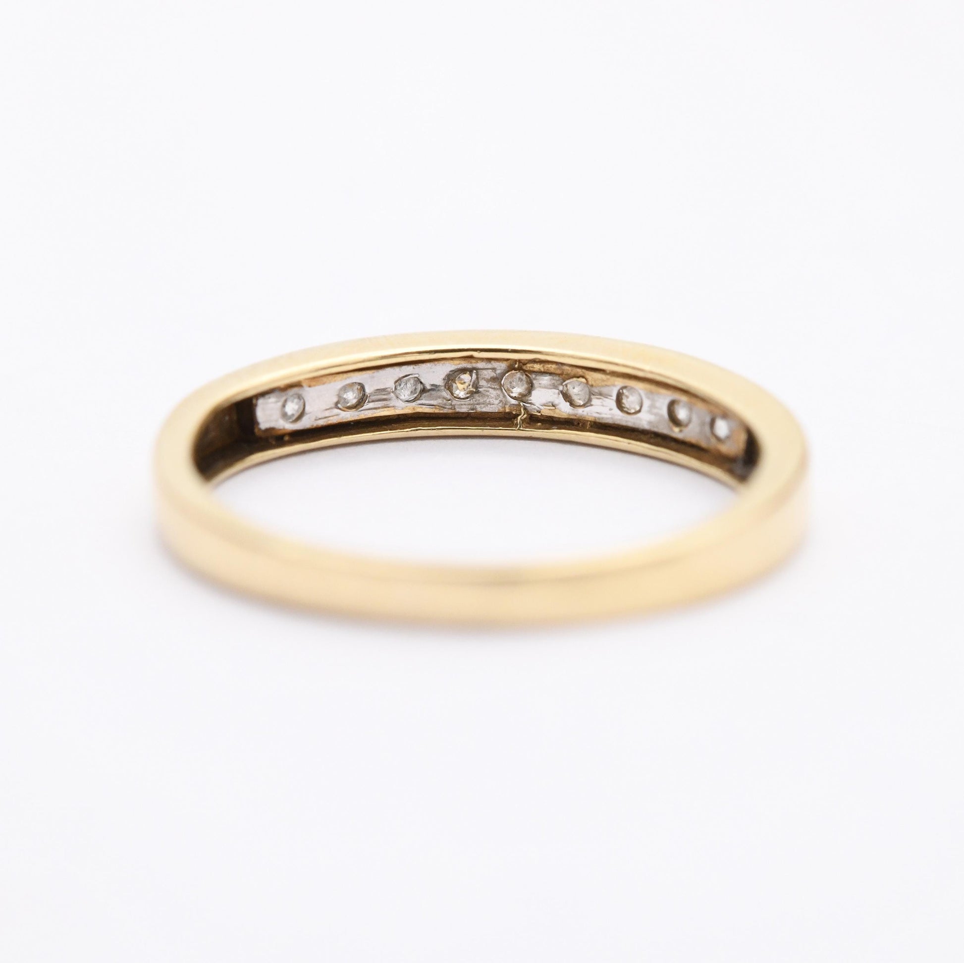 Vintage 9ct Gold Diamond Half Eternity Ring - Wedding Band Stacking Gift | UK Size - M | US Size - 6 1/2
