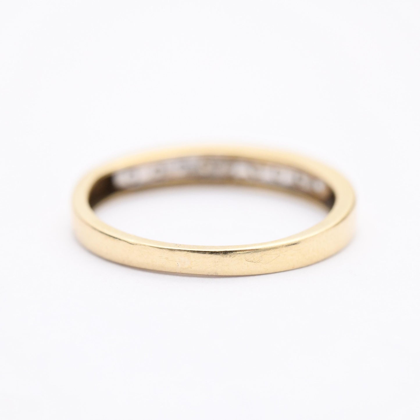 Vintage 9ct Gold Diamond Half Eternity Ring - Wedding Band Stacking Gift | UK Size - M | US Size - 6 1/2