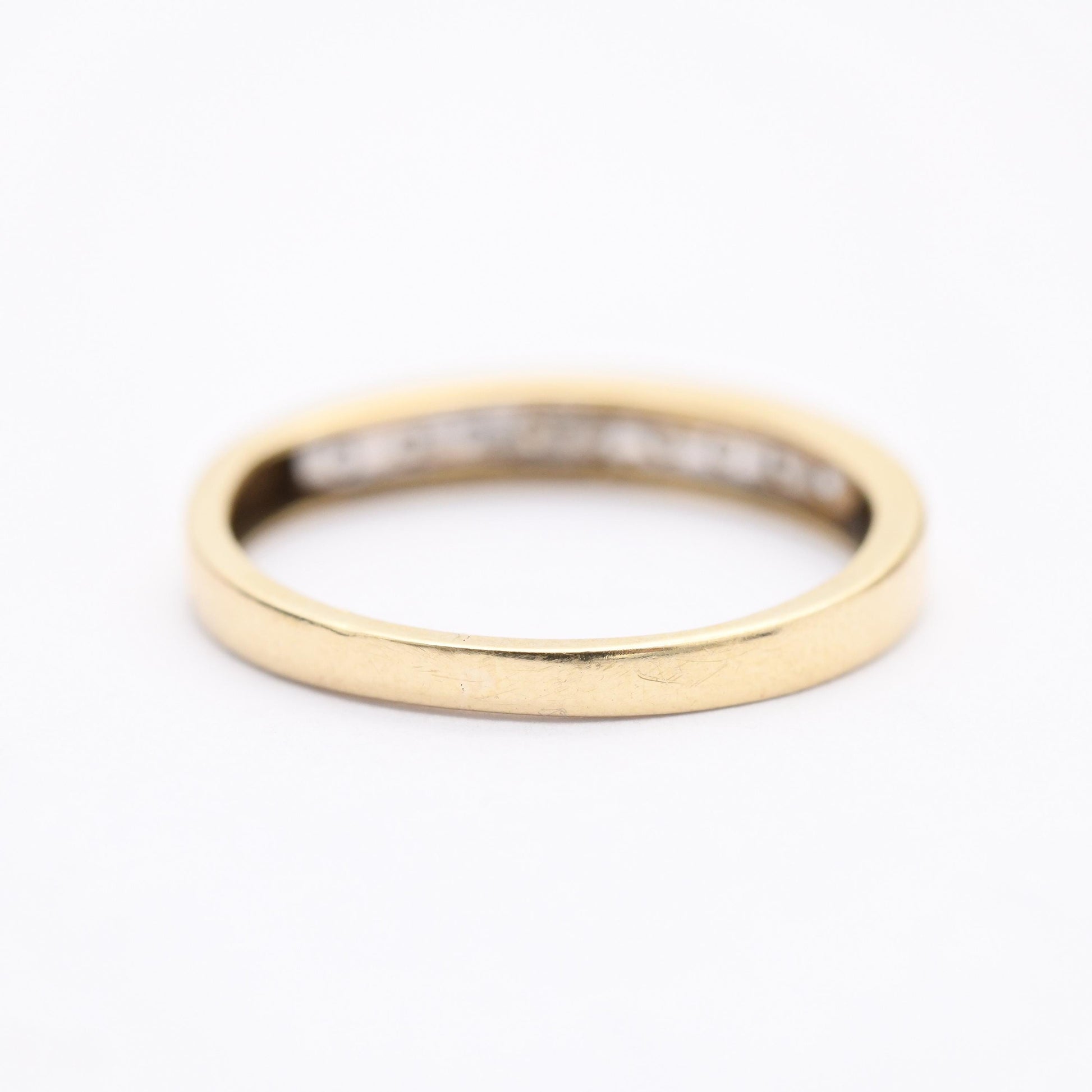 Vintage 9ct Gold Diamond Half Eternity Ring - Wedding Band Stacking Gift | UK Size - M | US Size - 6 1/2