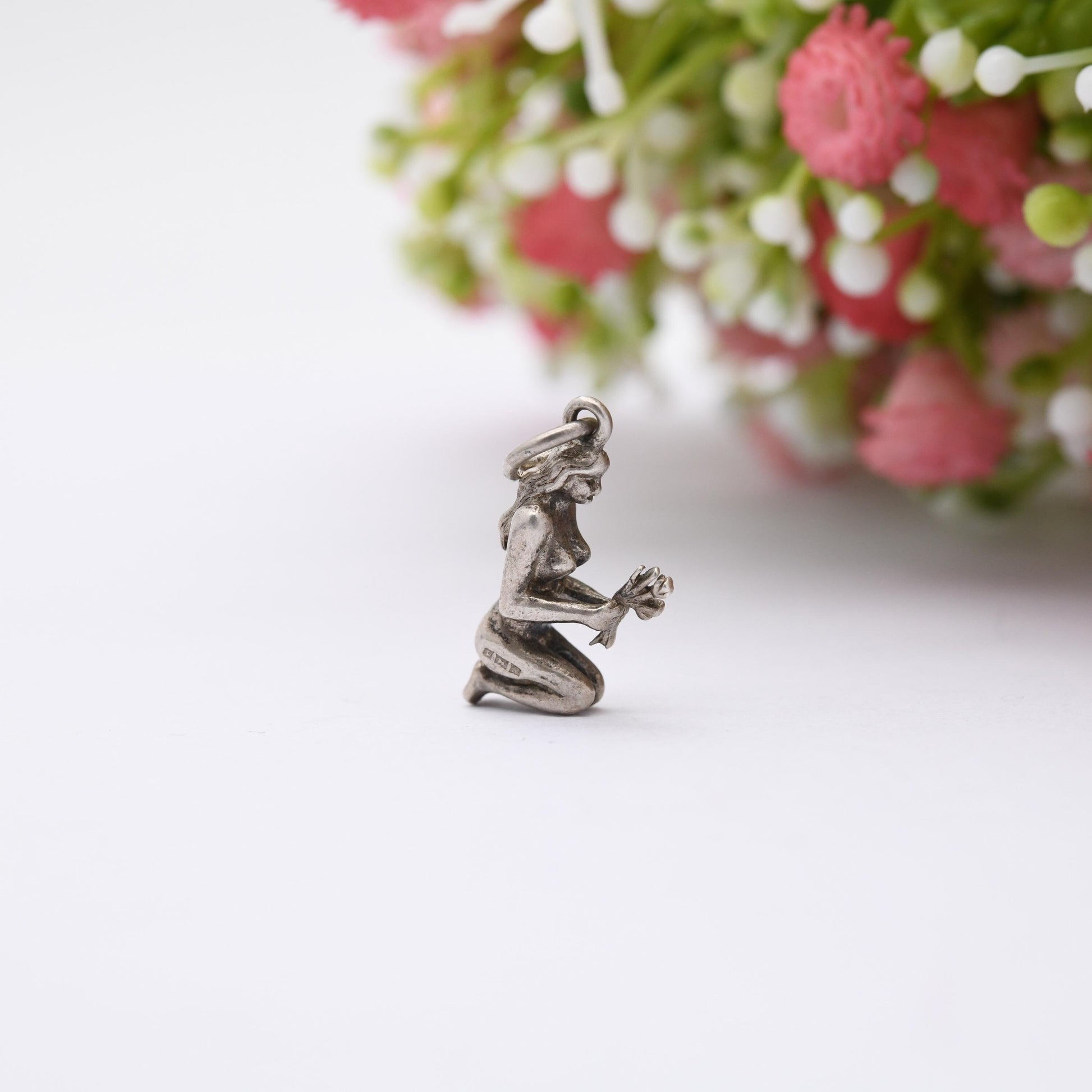 Vintage Sterling Silver Goddess Ceres Demeter Charm Pendant - Goddess of the Harvest, Fertility, and the Earth | Gift for Charm Bracelet