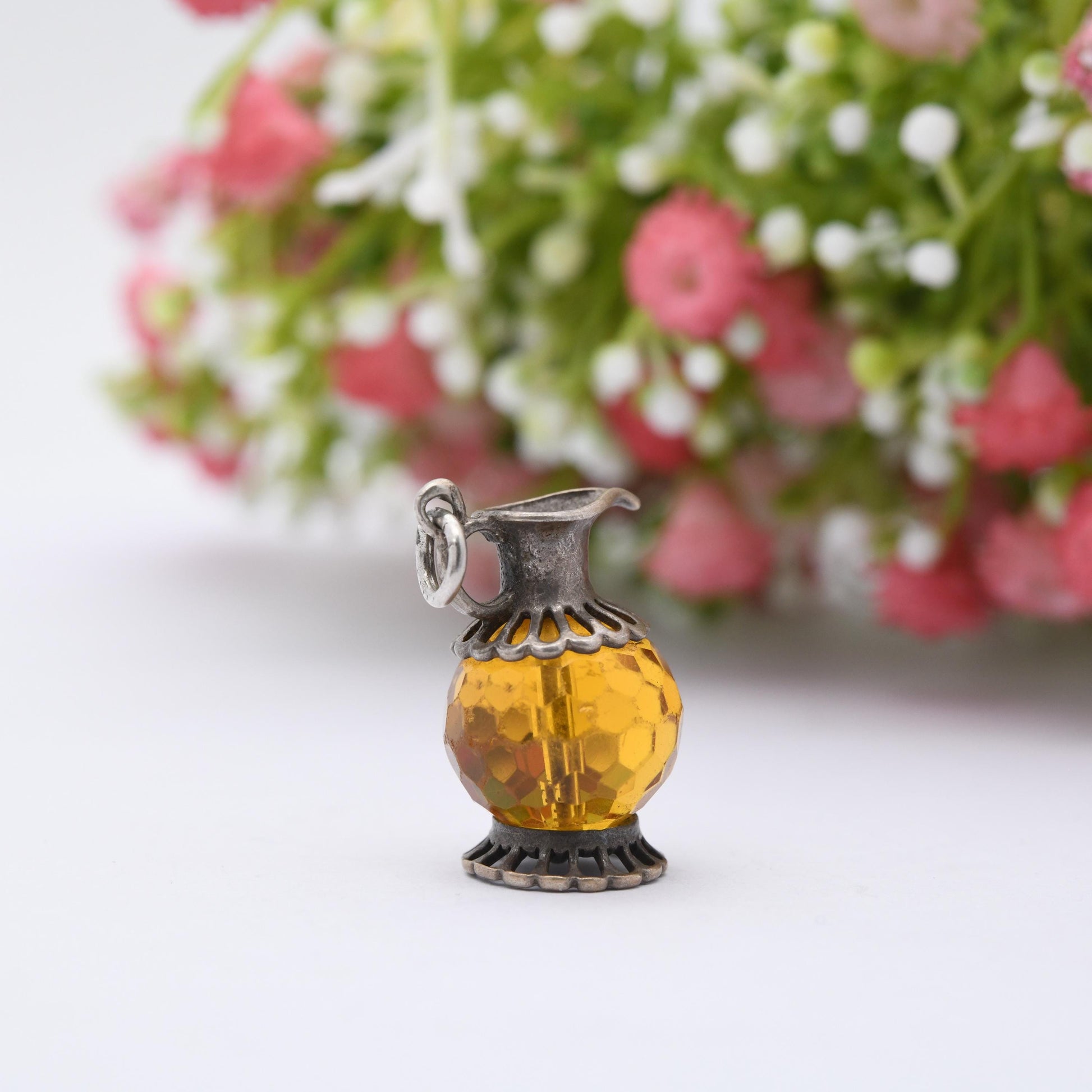 Vintage Sterling Silver Jug Charm Pendant - Decanter | Ornate Cut Out Design | Gift for Charm Bracelet