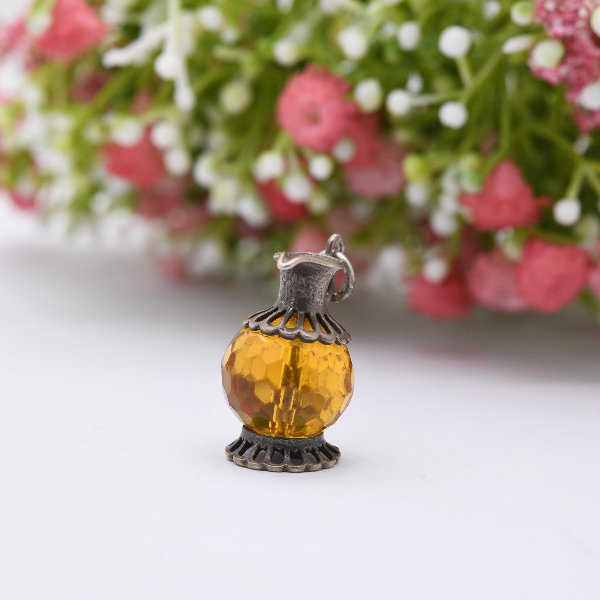 Vintage Sterling Silver Jug Charm Pendant - Decanter | Ornate Cut Out Design | Gift for Charm Bracelet