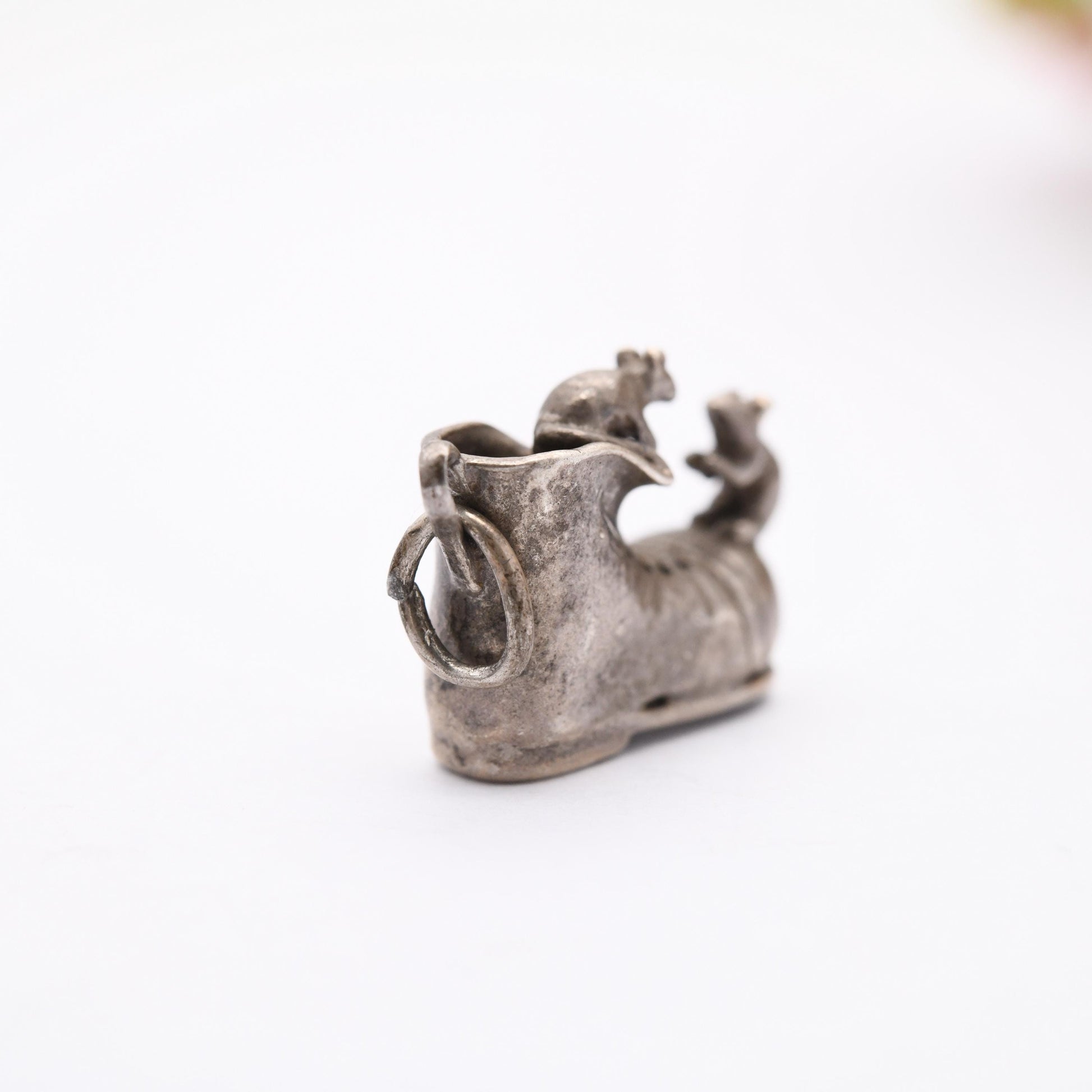 Vintage Sterling Silver Mice and Shoes Charm Pendant - Charming | Old Shoe | Fairytale | Folktale | Gift for Charm Bracelet