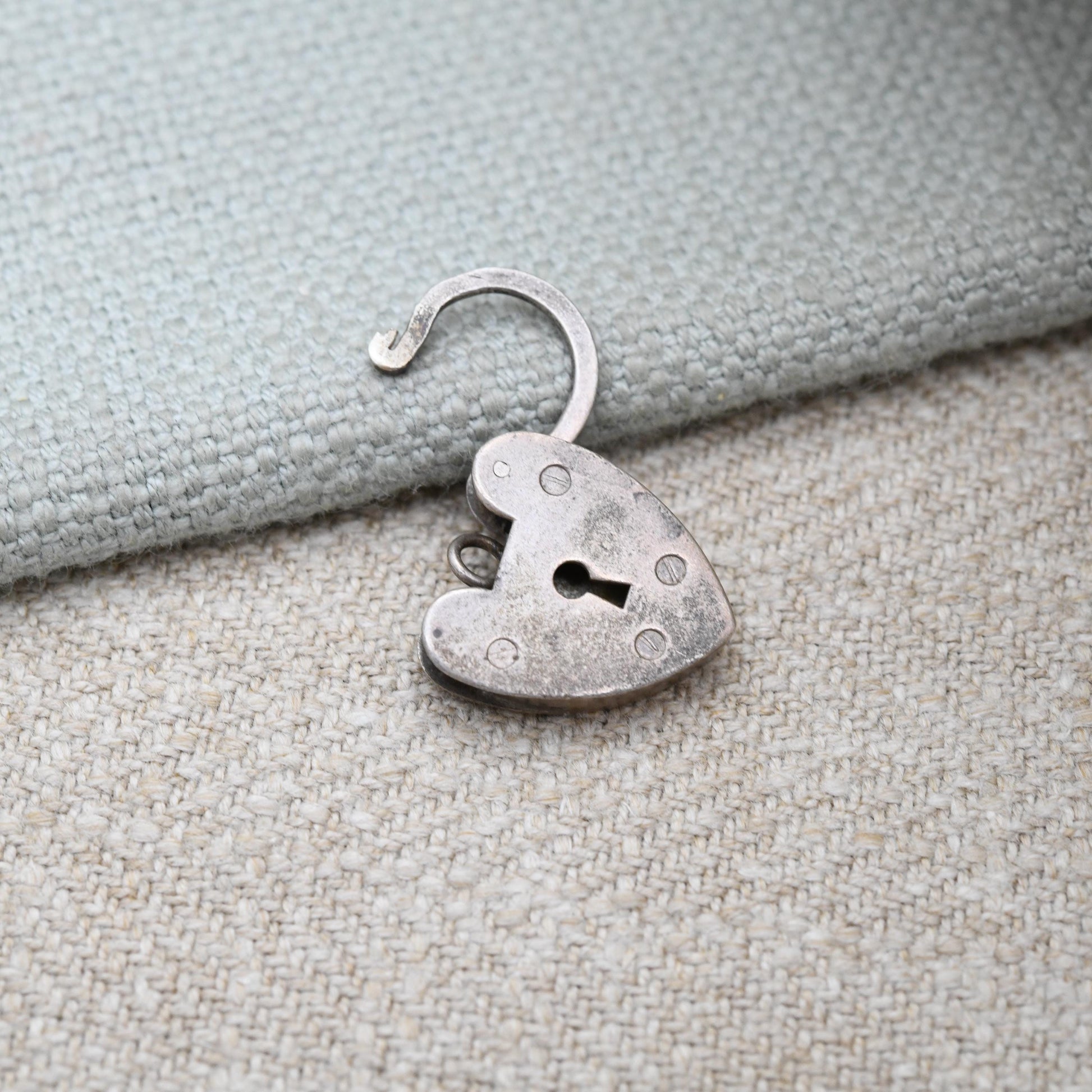 Vintage Sterling Silver Padlock Heart Clasp - Mid-Century Charm Pendant | Love Heart | Opening Charm Bracelet Clasp