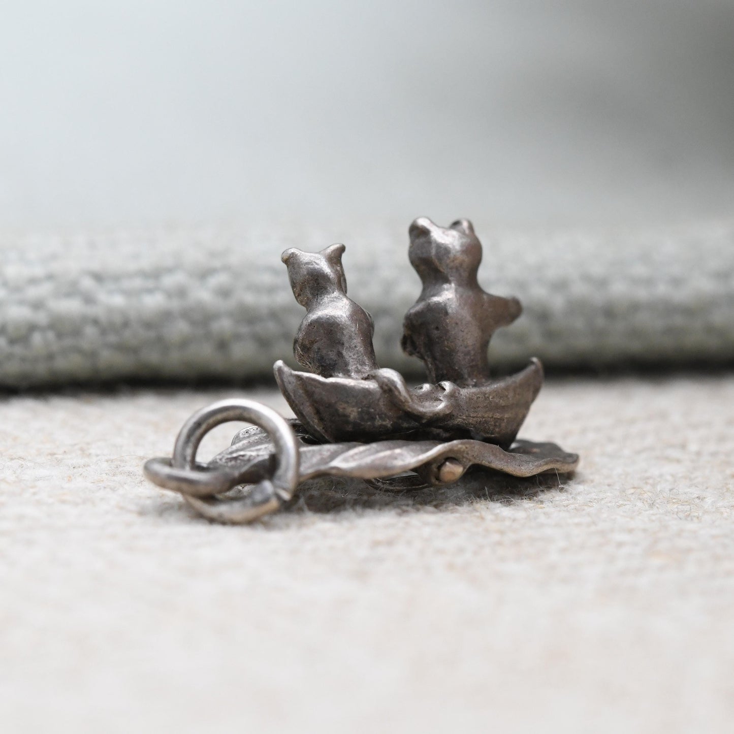 Vintage CHIM Articulated Silver The Owl and the Pussy-Cat Charm - Cute Little Moving Boat Charm | Poem | Music | Gift for Charm Bracelet