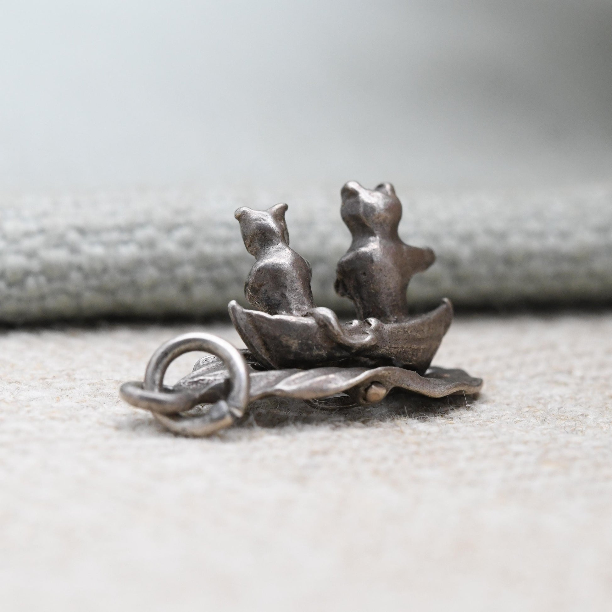 Vintage CHIM Articulated Silver The Owl and the Pussy-Cat Charm - Cute Little Moving Boat Charm | Poem | Music | Gift for Charm Bracelet