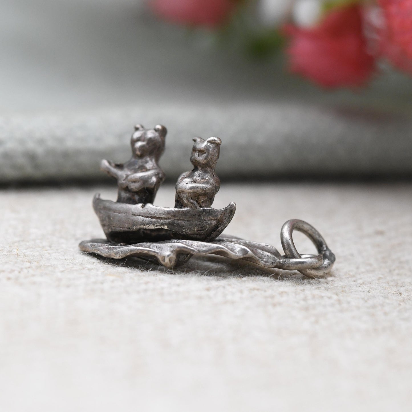 Vintage CHIM Articulated Silver The Owl and the Pussy-Cat Charm - Cute Little Moving Boat Charm | Poem | Music | Gift for Charm Bracelet