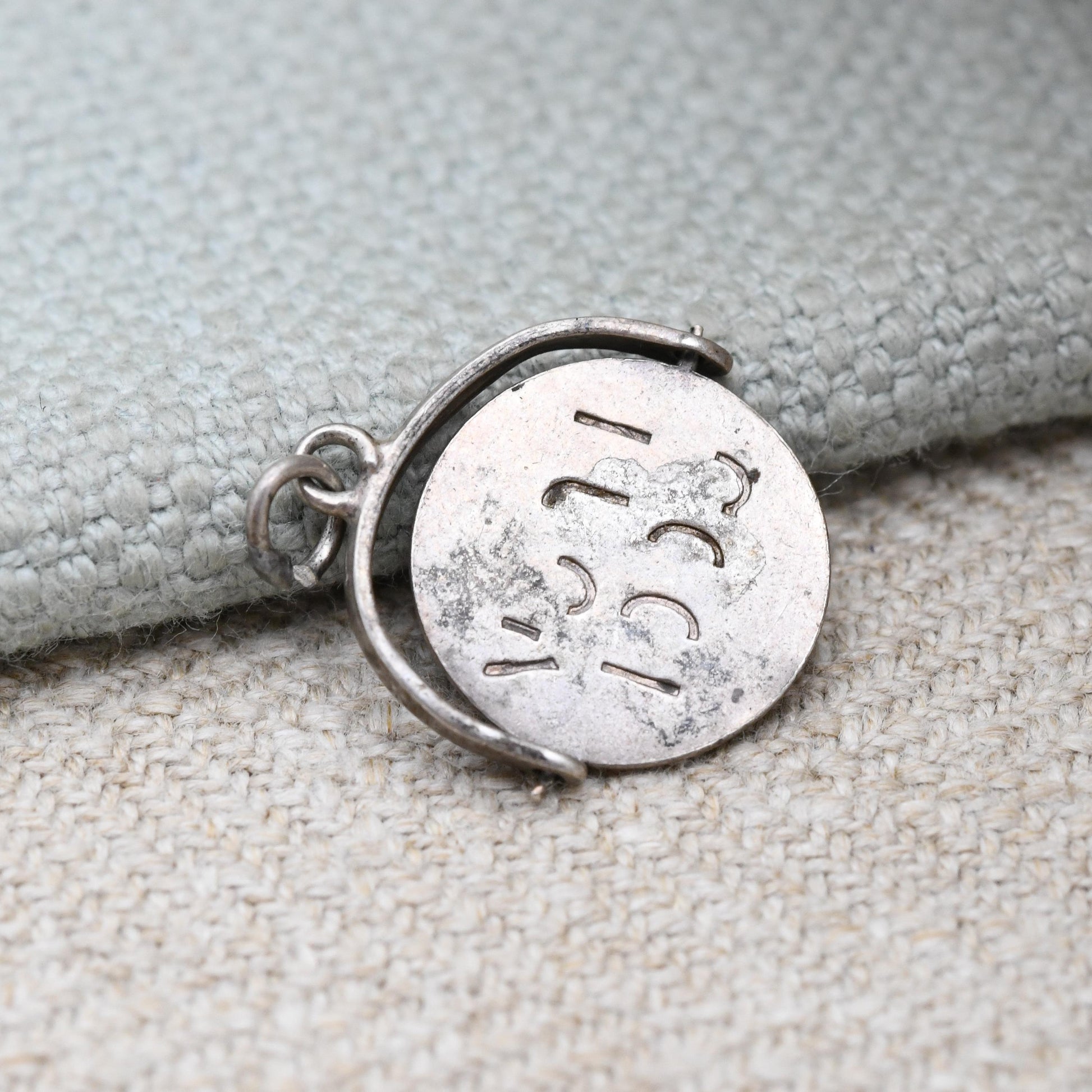 Vintage Sterling Silver Good Luck Spinning Charm Pendant - Spinner Fob | Lucky Charm | Gift for Charm Bracelet Necklace