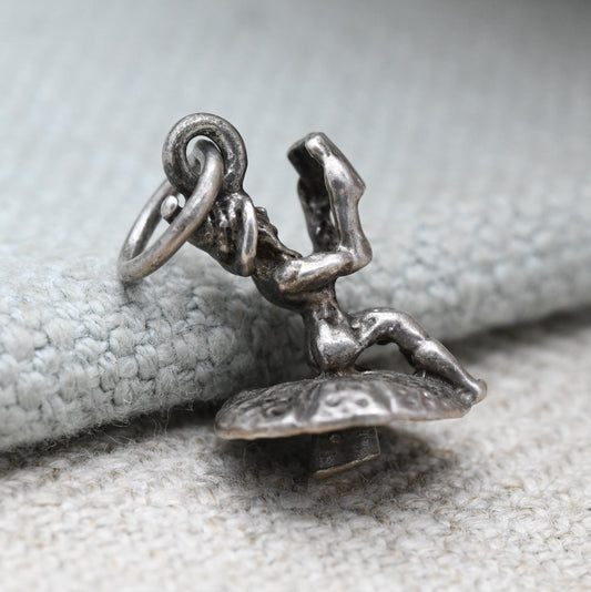 Vintage Sterling Silver Cornish Pixie Charm Pendant - Miniature Fairy | Cornwall Folklore | Jewellery for Charm Necklace Bracelet