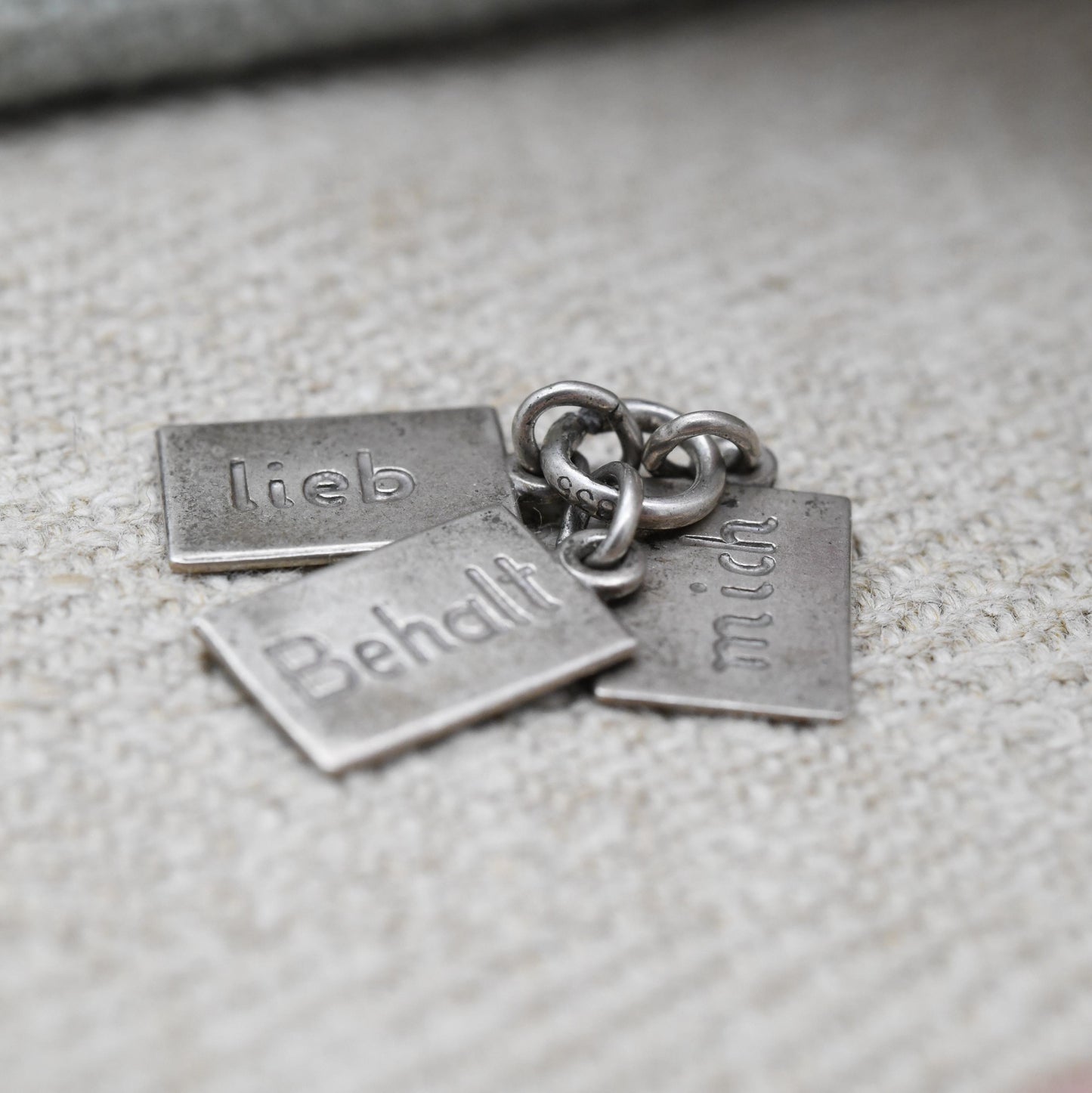 Vintage Sterling Silver German Love Charm Pendant - Keep Me Dear | Love Me | Behalte Mich Lieb | Souvenir Gift for Charm Bracelet