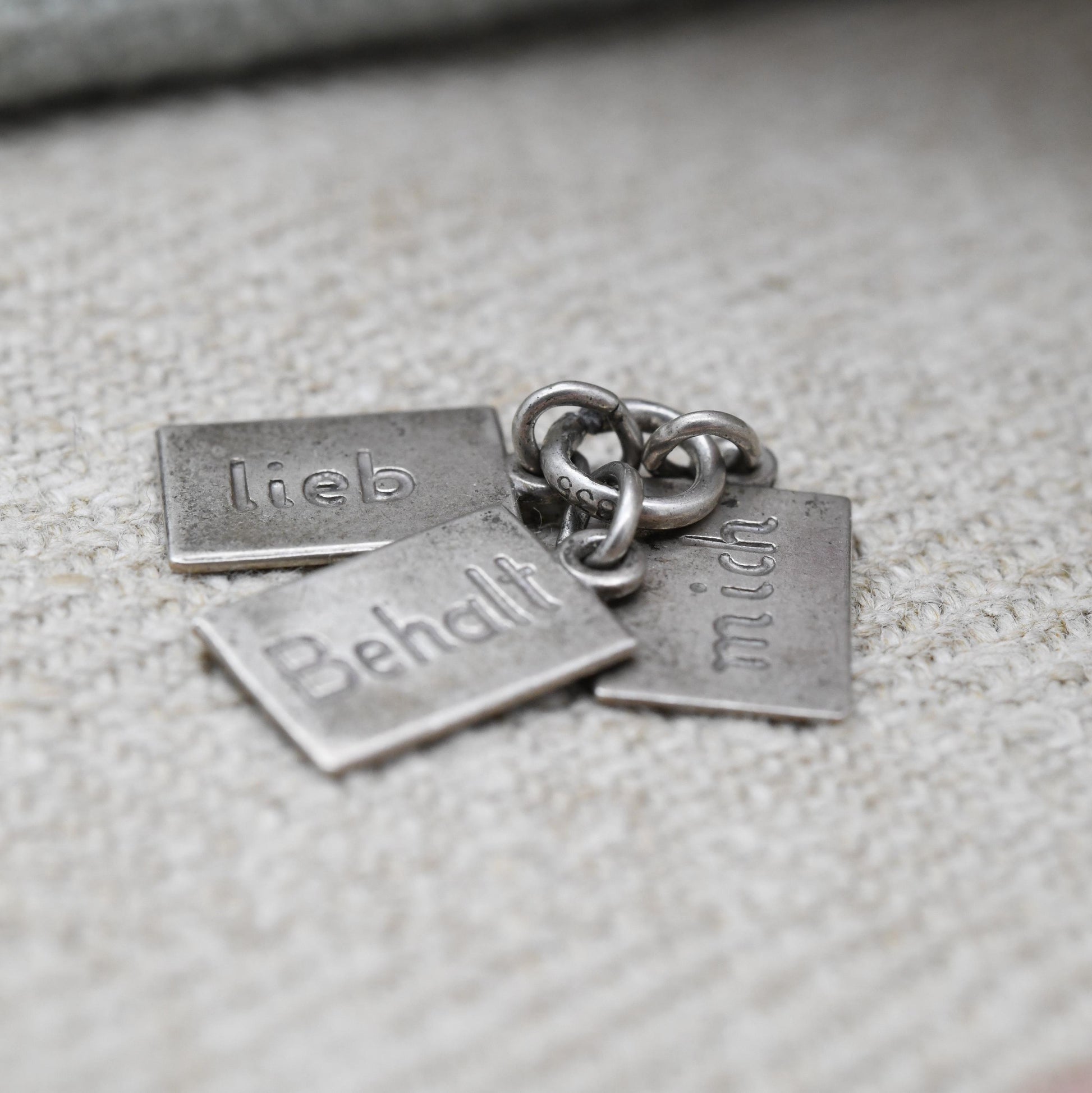 Vintage Sterling Silver German Love Charm Pendant - Keep Me Dear | Love Me | Behalte Mich Lieb | Souvenir Gift for Charm Bracelet