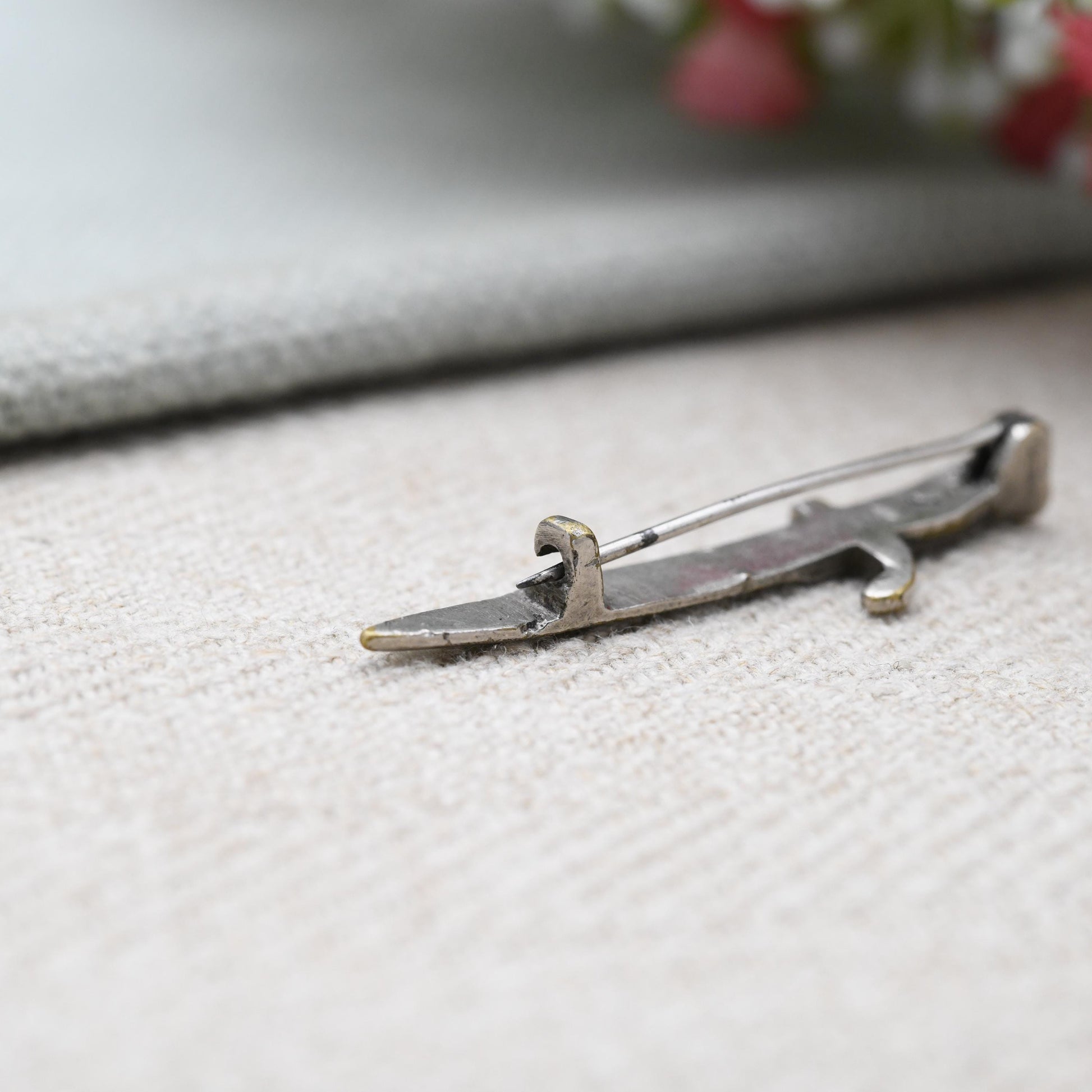 Antique Ostende Bayonet Brooch – Trench Art | Wood Inlay Handle | Military Souvenir Pin | Collector’s Brooch | Sweetheart Brooch