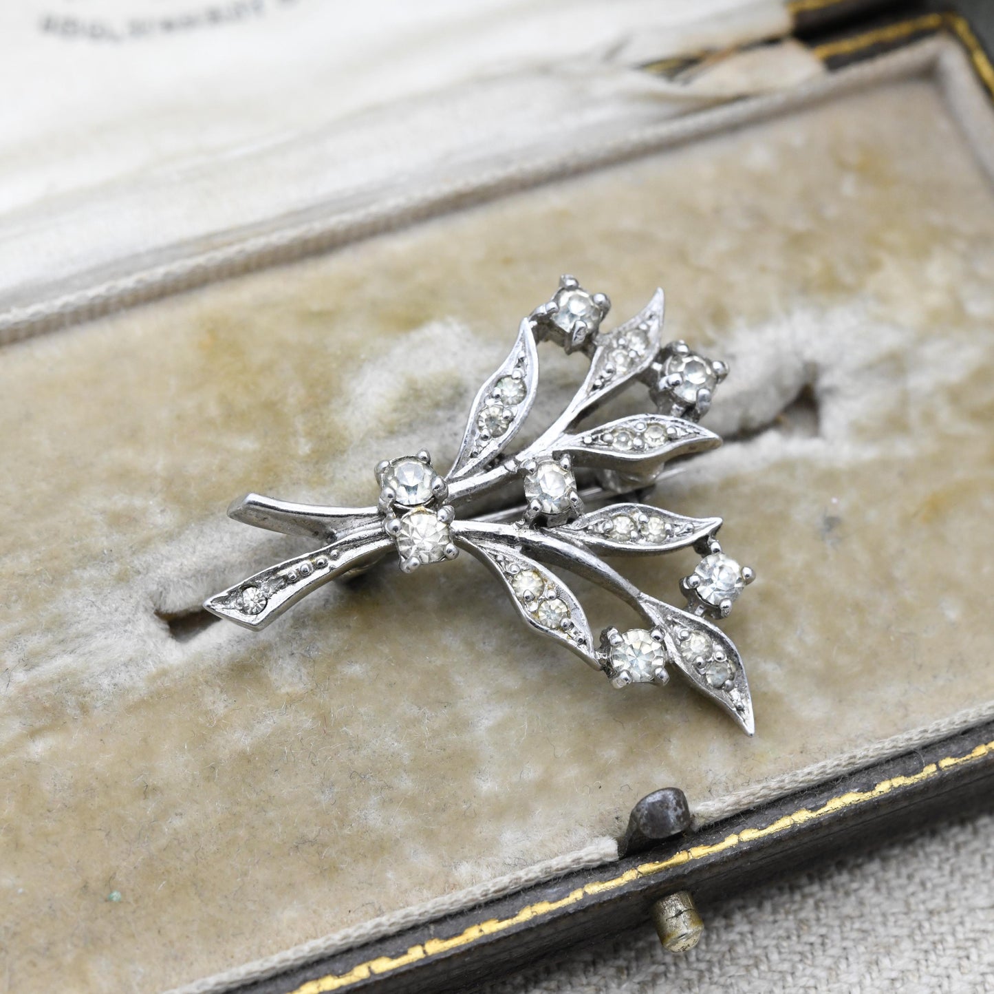 Vintage Ciro Paste Flower Leaf Brooch c. 1950s - Collectable Jewellery | Sparkly Statement Pin