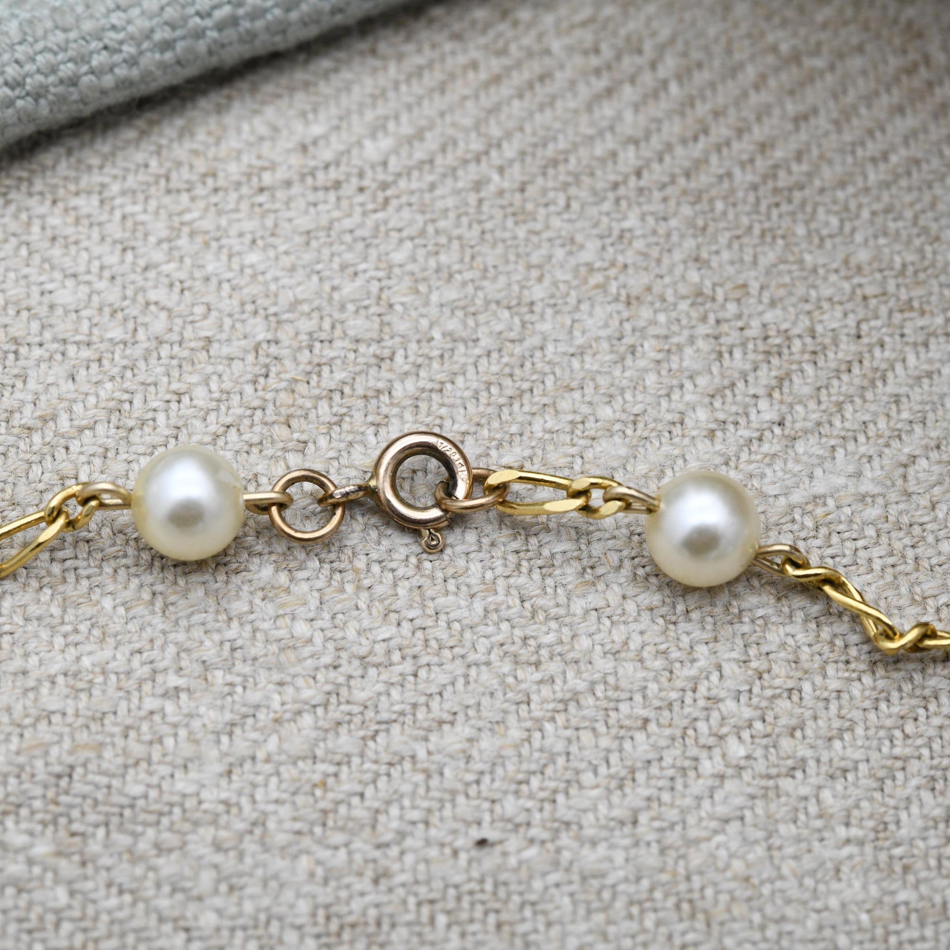 Vintage 14ct Gold Filled Faux Pearl Chain Necklace 24" | 60cm