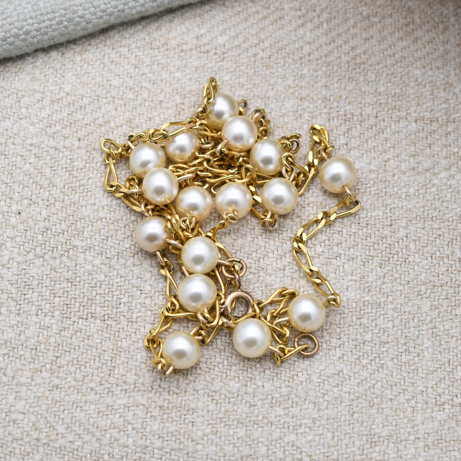 Vintage 14ct Gold Filled Faux Pearl Chain Necklace 24" | 60cm