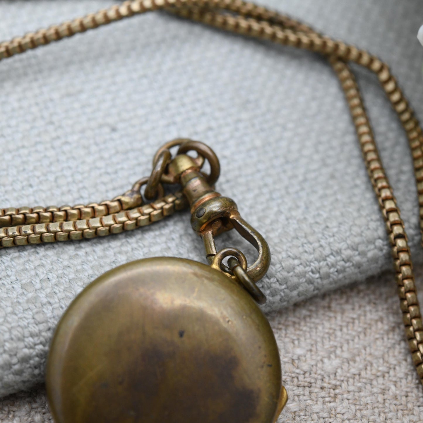 Antique Victorian Guard Chain Necklace with Locket and Dog Clip c. 1890s - Long Victorian Muff Chain with Photographs