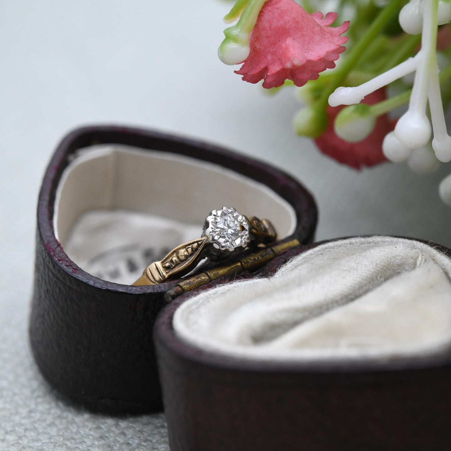 Antique 18ct Gold and Platinum Diamond Solitaire Ring - Classic Engagement Platinum Setting | Small UK Size - L 1/2 | US Size - 6 1/4