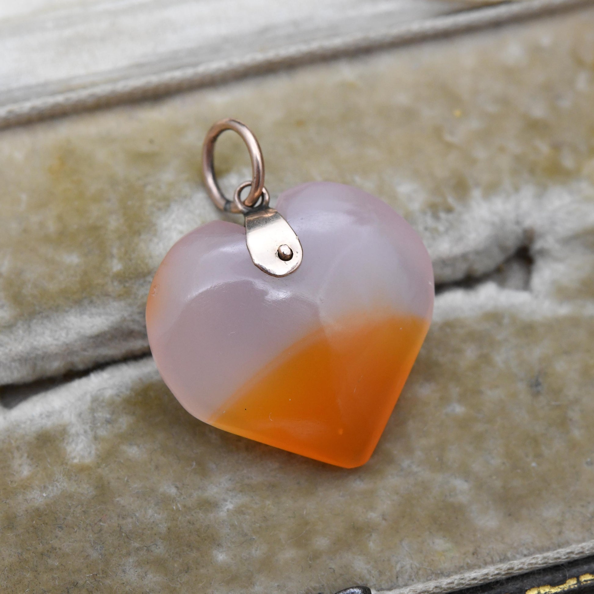 Antique Victorian Carnelian Heart Pendant 9ct Gold Bale c. 1880s - Hand Carved Gold Gemstone Charm Gift for Her