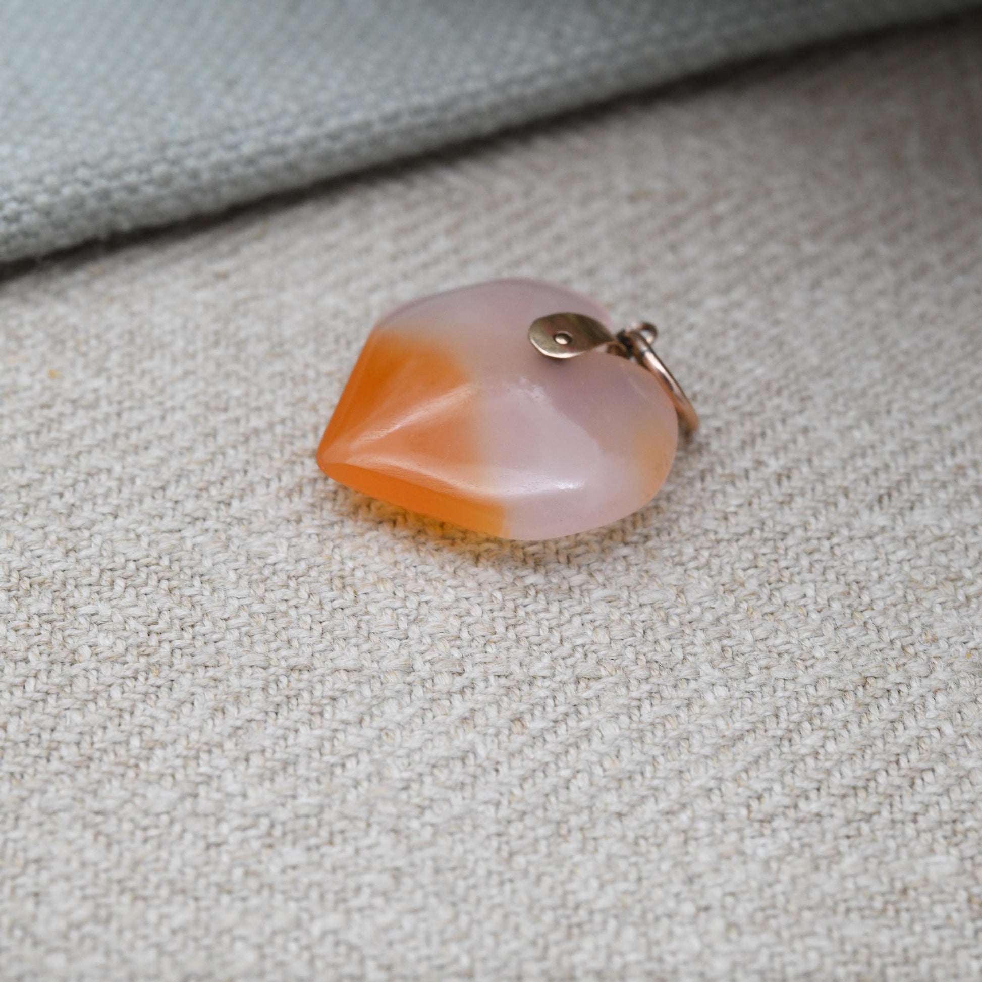 Antique Victorian Carnelian Heart Pendant 9ct Gold Bale c. 1880s - Hand Carved Gold Gemstone Charm Gift for Her