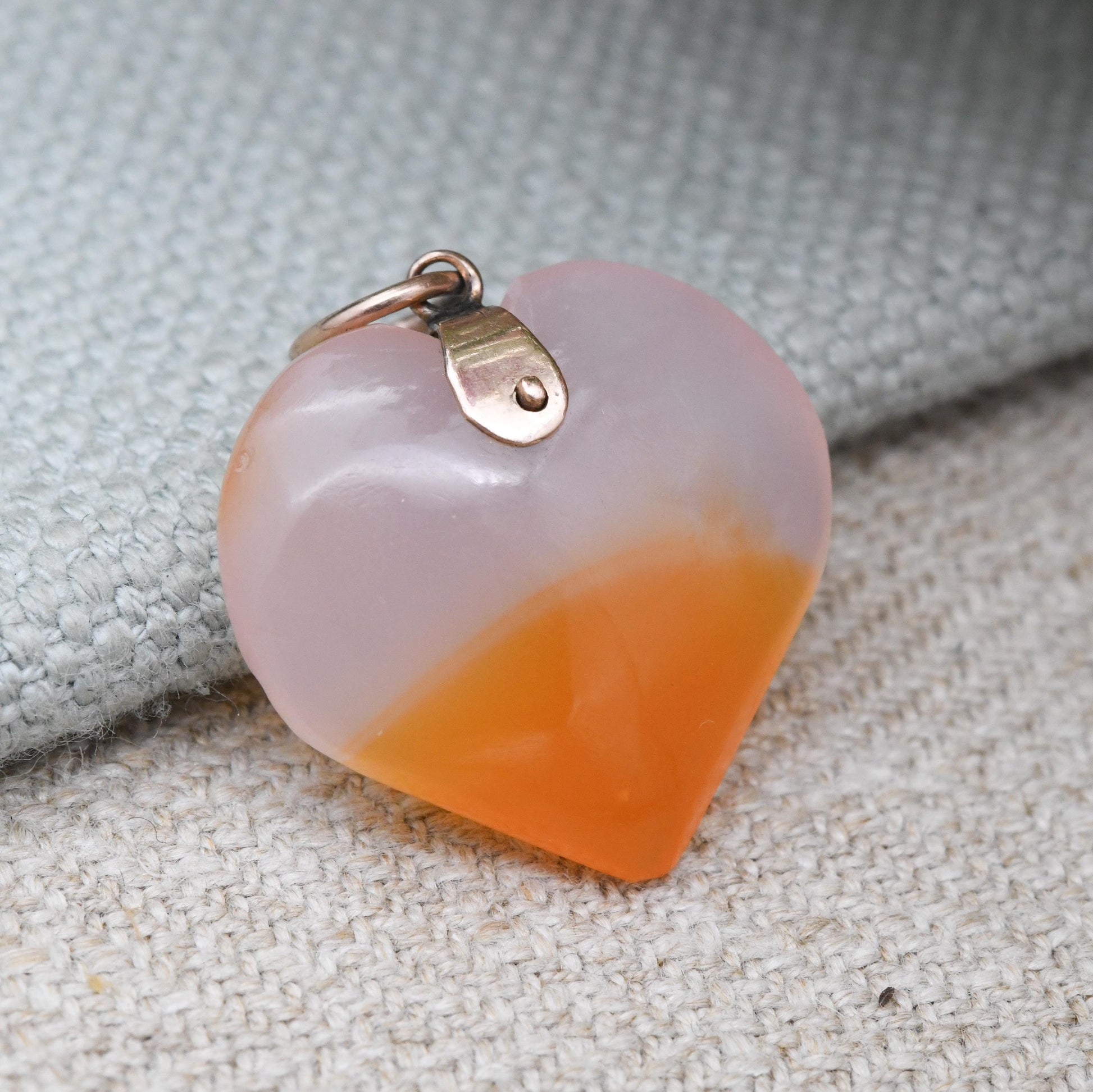 Antique Victorian Carnelian Heart Pendant 9ct Gold Bale c. 1880s - Hand Carved Gold Gemstone Charm Gift for Her
