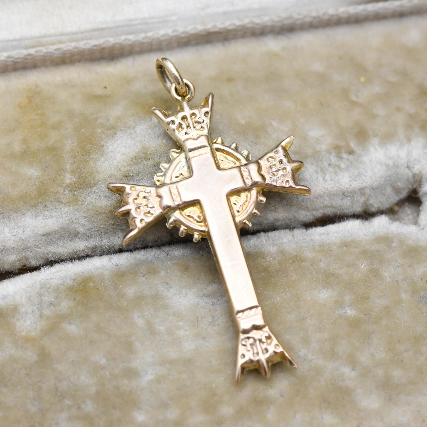 Vintage 9ct Gold Ringed Cross Pendant 1986 - Antique Style Celtic Cross Gold Christian Religious Necklace Gift for Christening Baptism