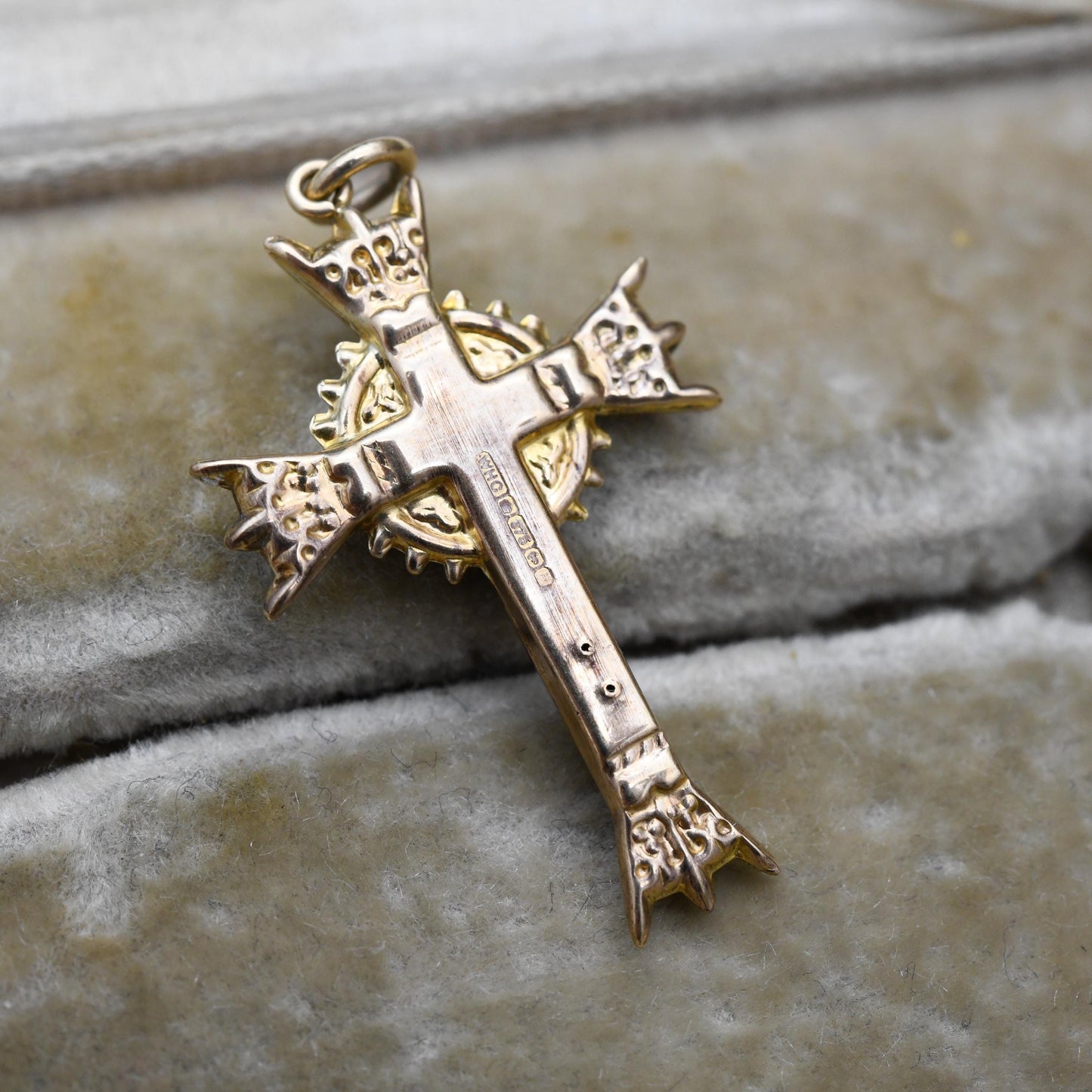 Vintage 9ct Gold Ringed Cross Pendant 1986 - Antique Style Celtic Cross Gold Christian Religious Necklace Gift for Christening Baptism