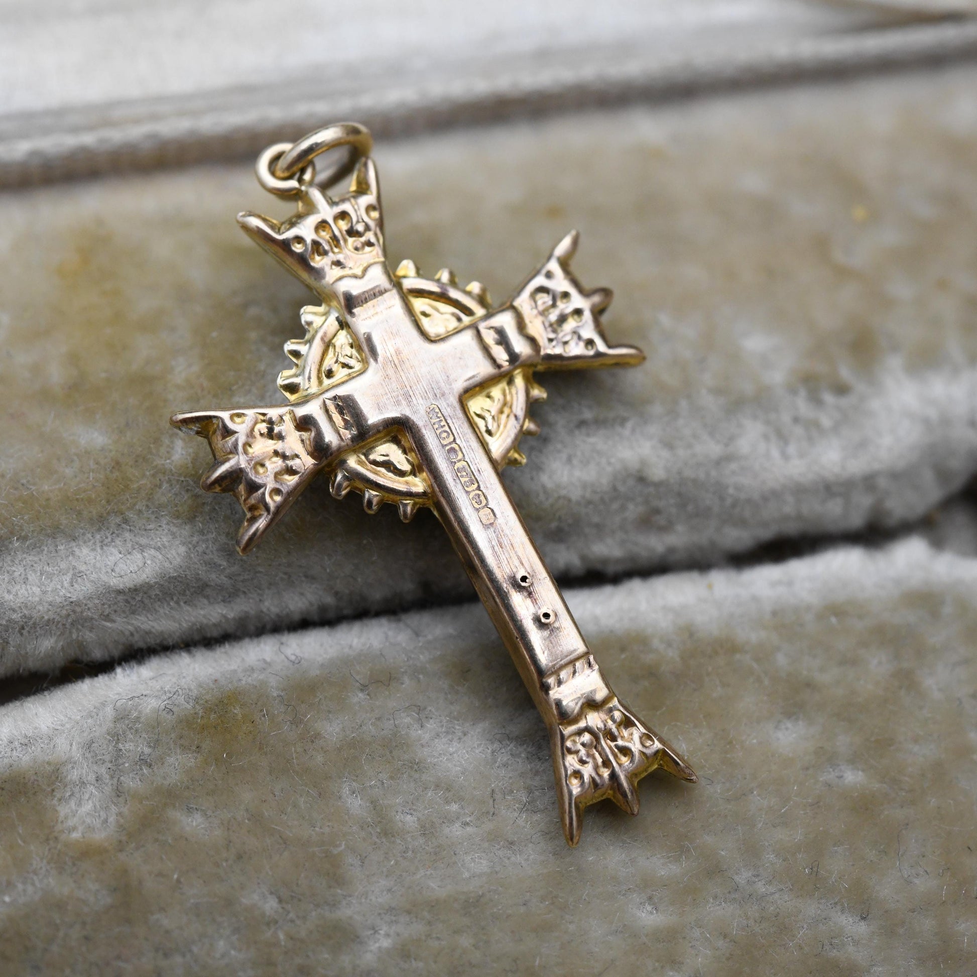 Vintage 9ct Gold Ringed Cross Pendant 1986 - Antique Style Celtic Cross Gold Christian Religious Necklace Gift for Christening Baptism