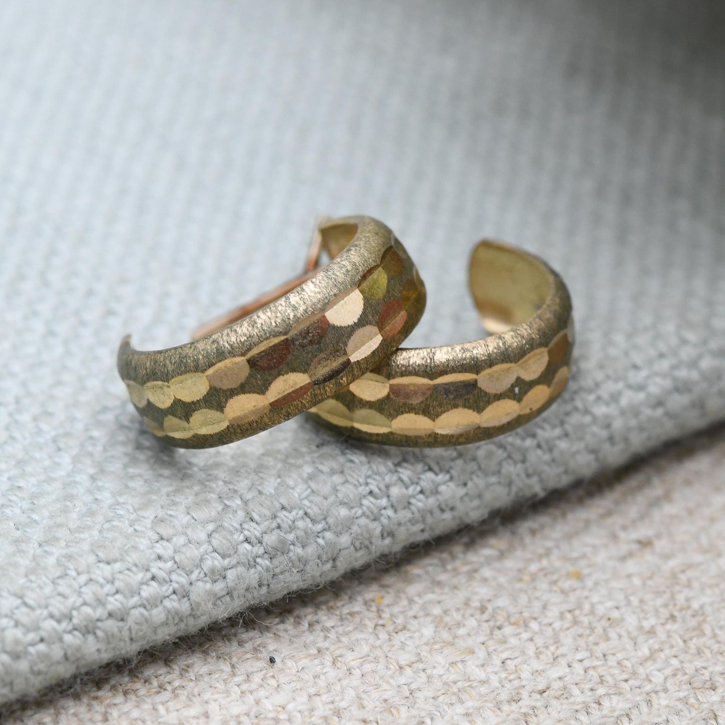 Vintage 9ct Gold Half Hoop Stud Earrings 1977 Mid-Century - Semi Circle Shape Chunky Stud | Solid Gold Jewellery Gift for Her