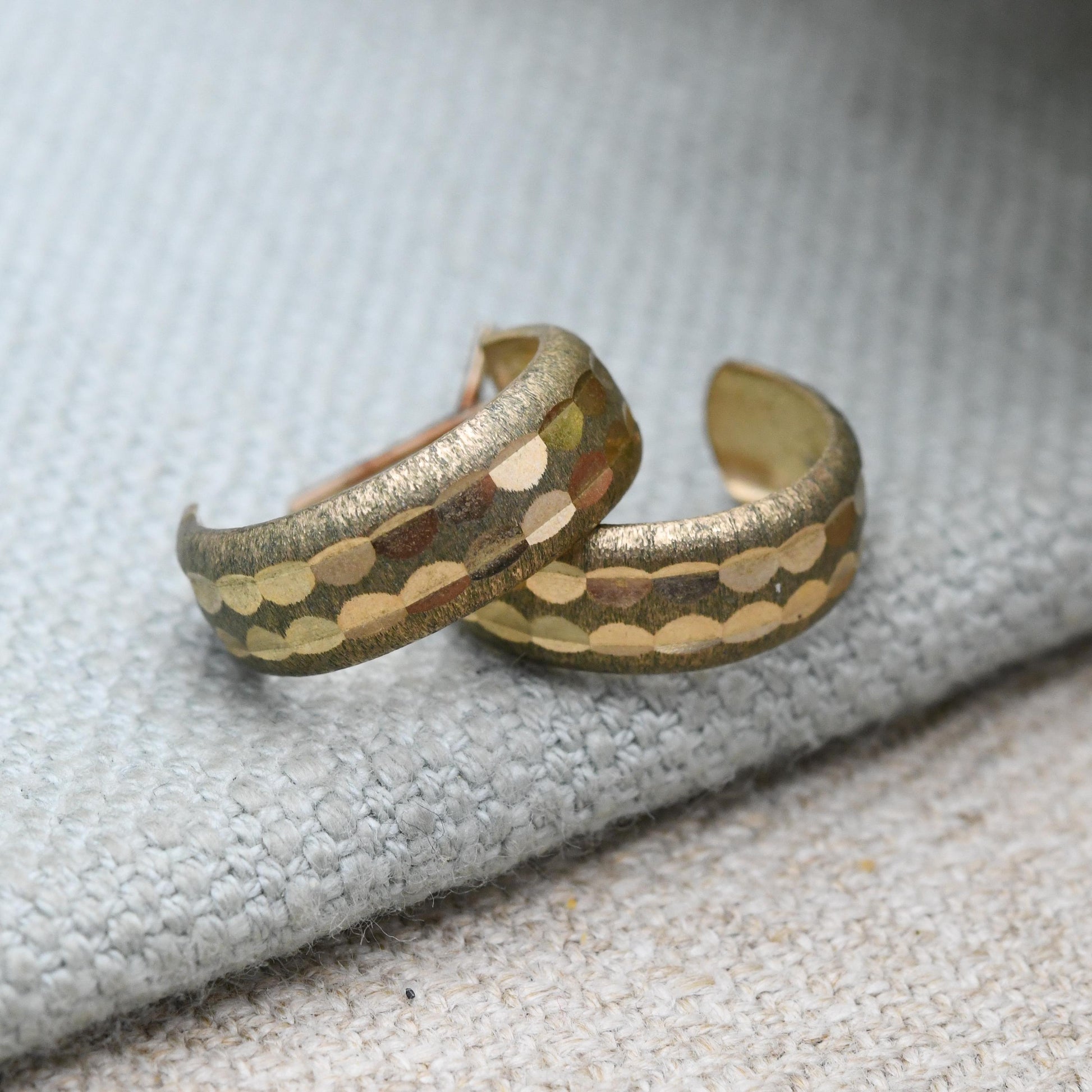Vintage 9ct Gold Half Hoop Stud Earrings 1977 Mid-Century - Semi Circle Shape Chunky Stud | Solid Gold Jewellery Gift for Her