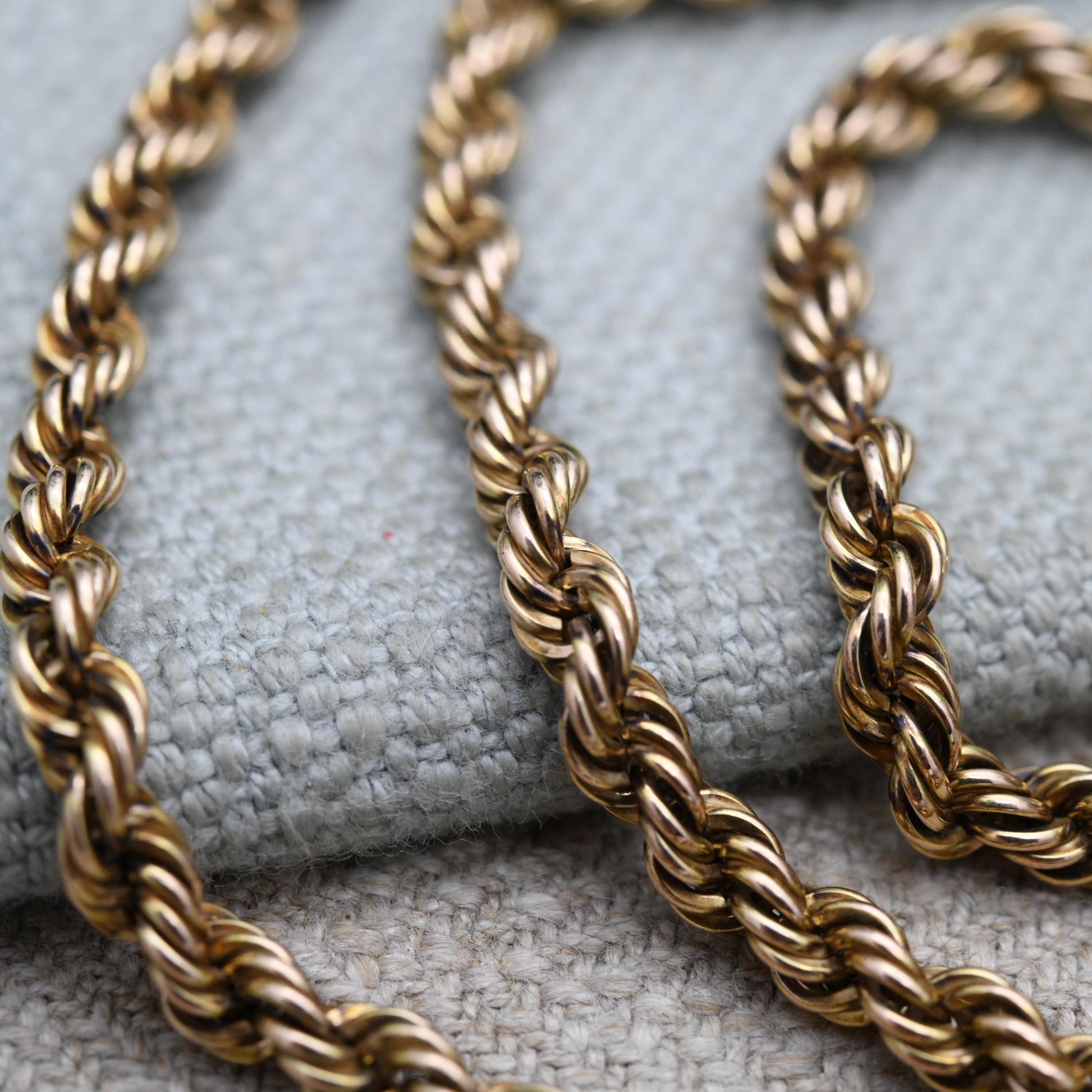 Vintage 9ct Gold Twisted Rope Chain Necklace - Unisex 9K Solid Gold Chain | Yellow Gold Jewellery for Men | 51cm | 20"