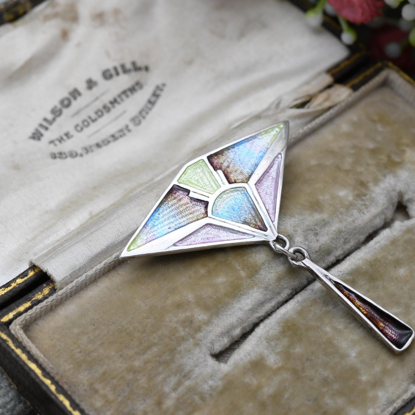 Vintage Pat Cheney Sterling Silver Enamel Brooch Pendant c. 1980s - Jugendstil Art Nouveau Style | Scottish Designer Jewellery
