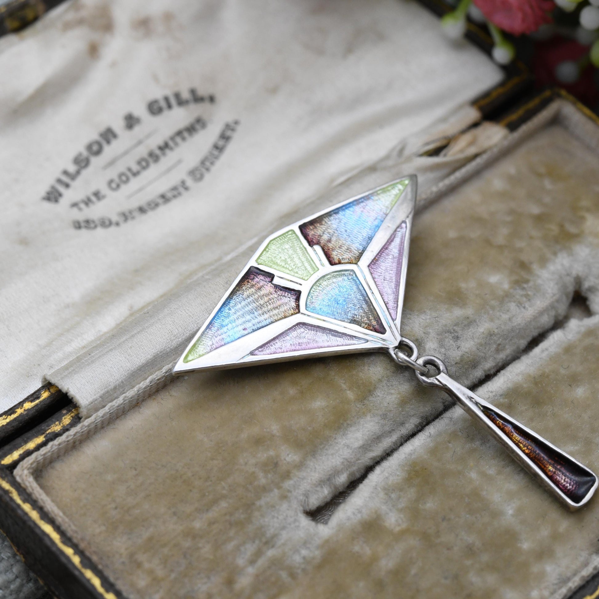 Vintage Pat Cheney Sterling Silver Enamel Brooch Pendant c. 1980s - Jugendstil Art Nouveau Style | Scottish Designer Jewellery
