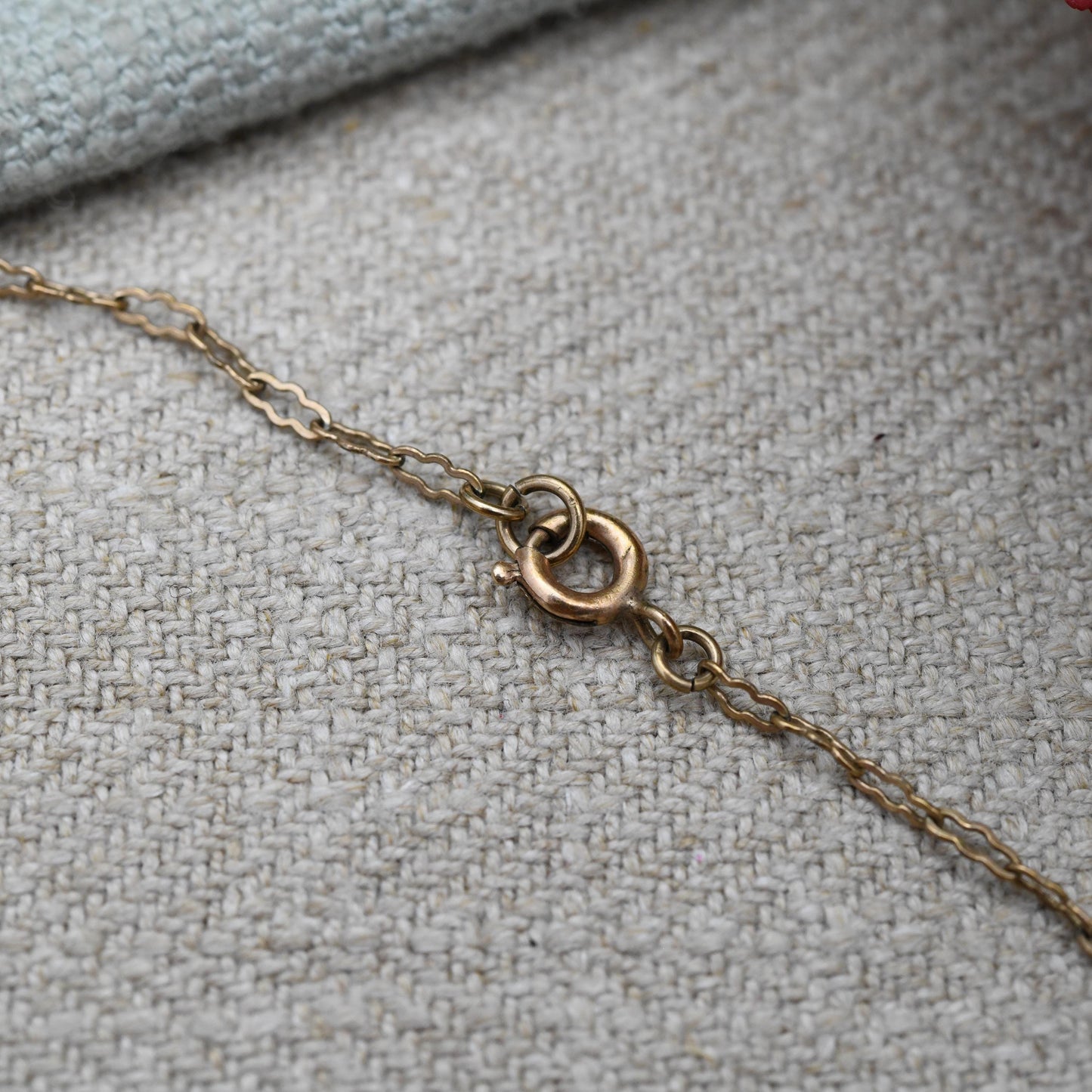 Vintage Rolled Gold Crucifix Pendant Necklace - on Scalloped Cable Chain | Mid-Century Signed Christian Cross