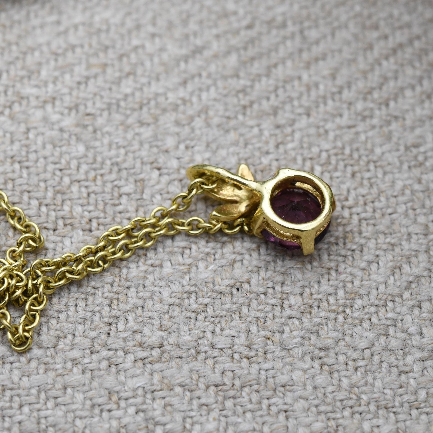 Vintage Kordes and Lichtenfels Rolled Gold Purple Paste Pendant Necklace K&L - Mid-Century German Designer Solitaire Pendant