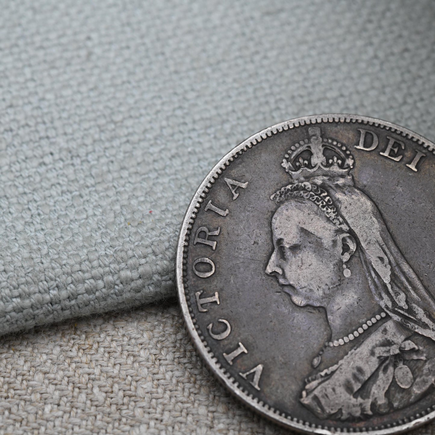 Antique 1889 Queen Victoria Double Florin Coin with Inverted 1 | Collectable Sterling Silver Coin