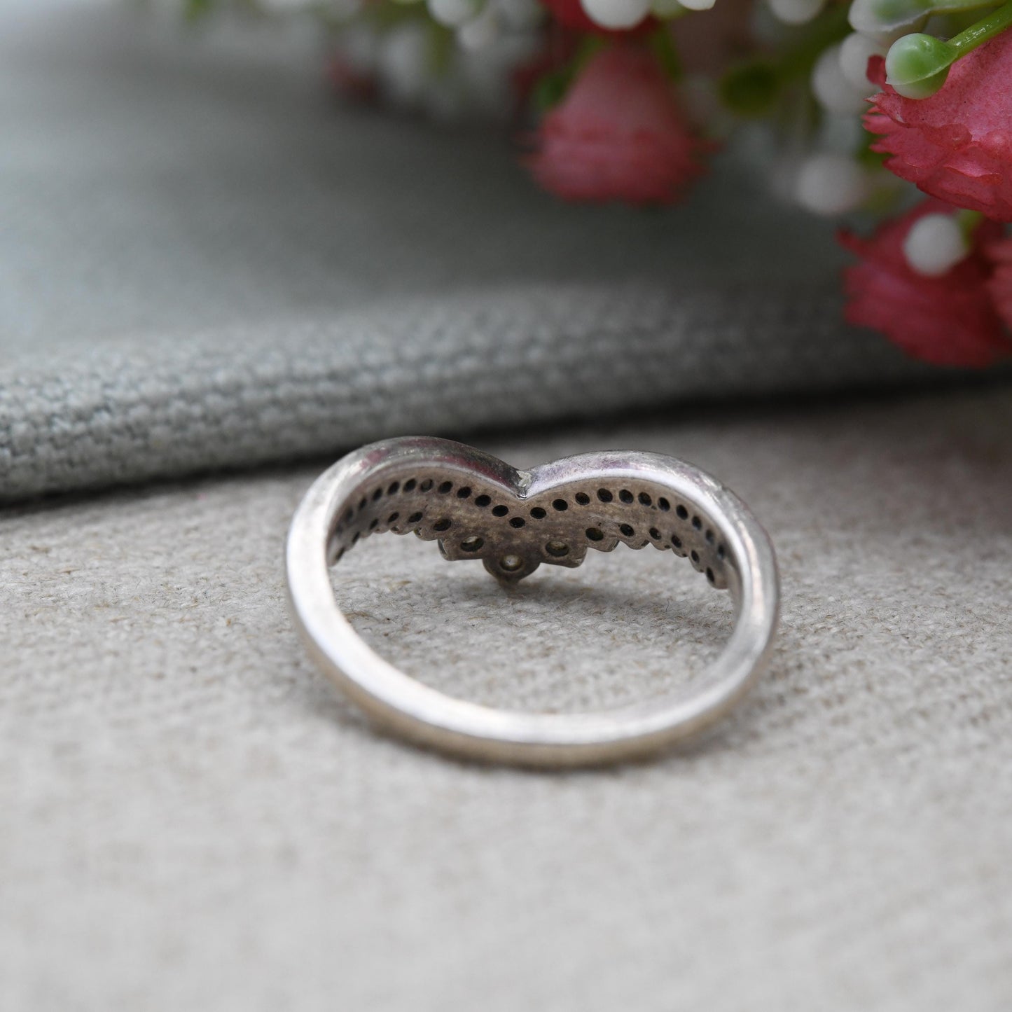 Pandora Sterling Silver Tiara Ring - White Stone Stacking Ring | Pavé Setting | Pretty Gift for Her | UK Size - N | US Size - 6 3/4