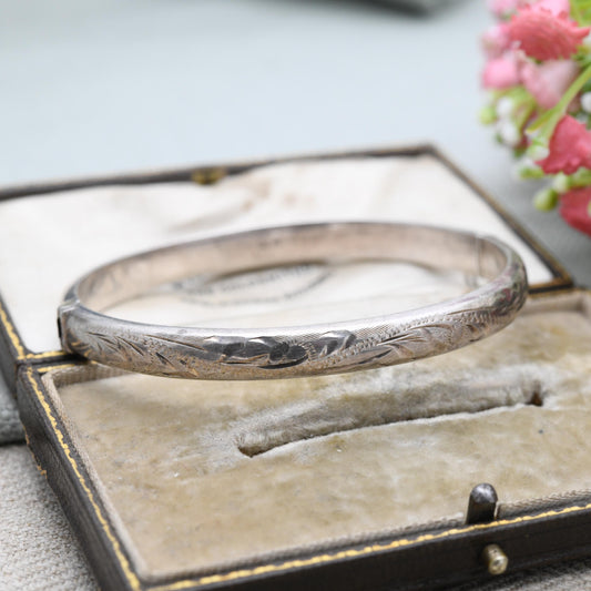 Vintage Sterling Silver Floral Bangle Bracelet 1988 - Gorgeous Victorian Aesthetic Style | Mid-Century | Gift for Her