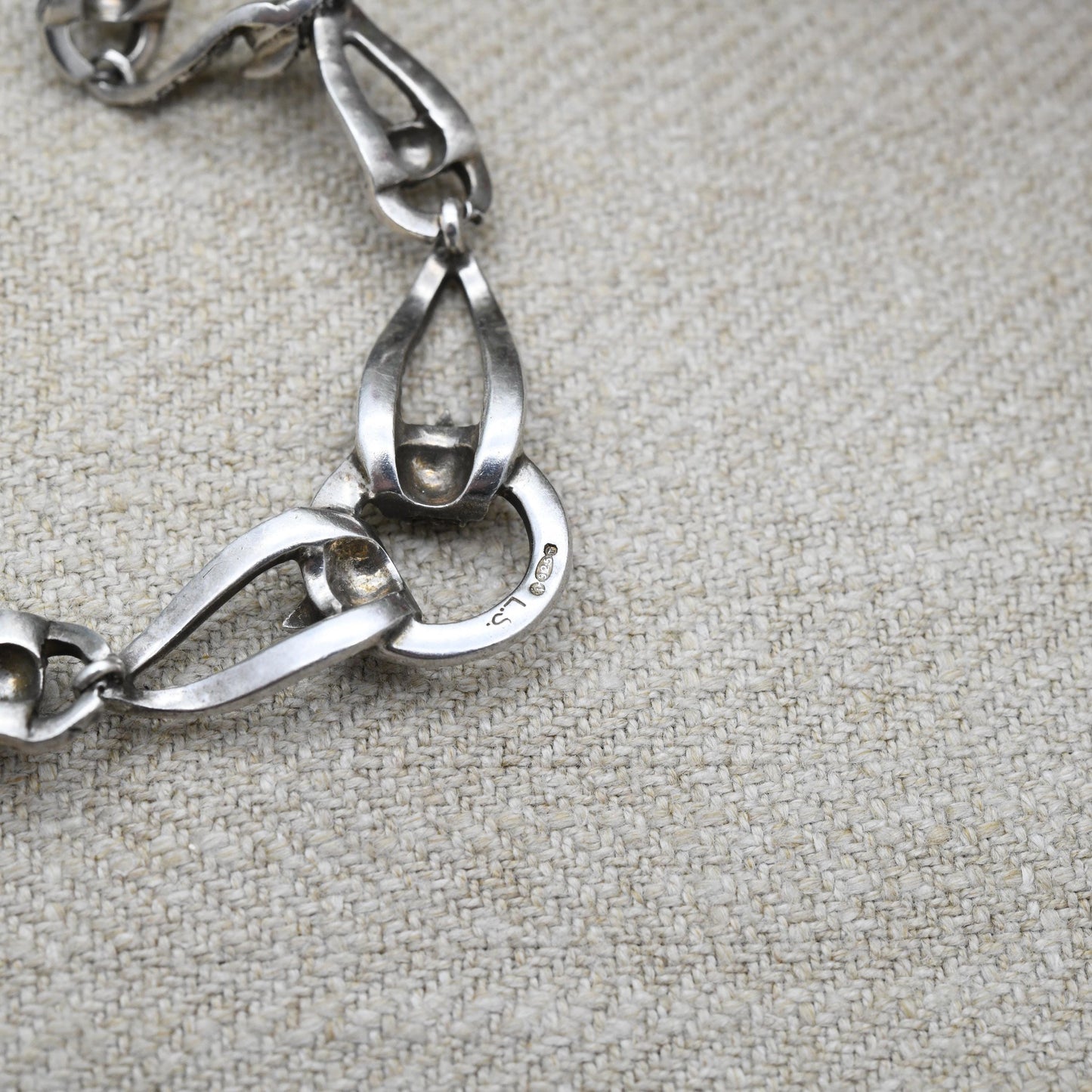 Vintage European Sterling Silver Pearl Marcasite Panel Necklace 1954 - Ornate Design | True Vintage | Sparkly Stones | Gift for Her