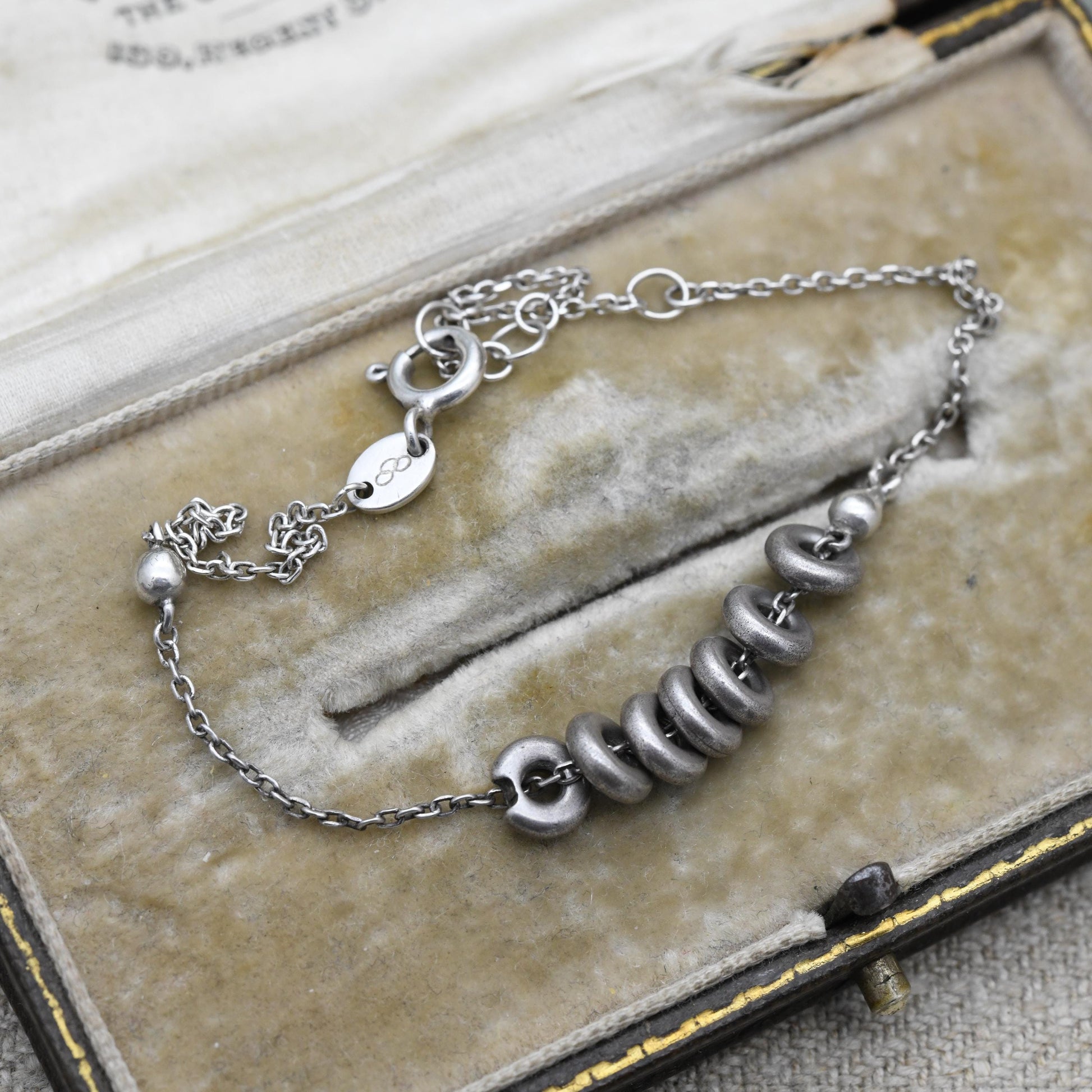 Vintage Links of London Sterling Silver Chain Bracelet - Small Rounded Curb Links | Cute Silver Rings | Minimalist | Gift for Her