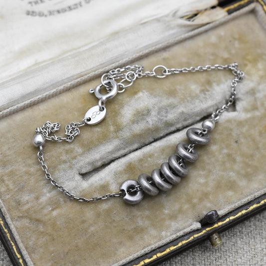 Vintage Links of London Sterling Silver Chain Bracelet - Small Rounded Curb Links | Cute Silver Rings | Minimalist | Gift for Her