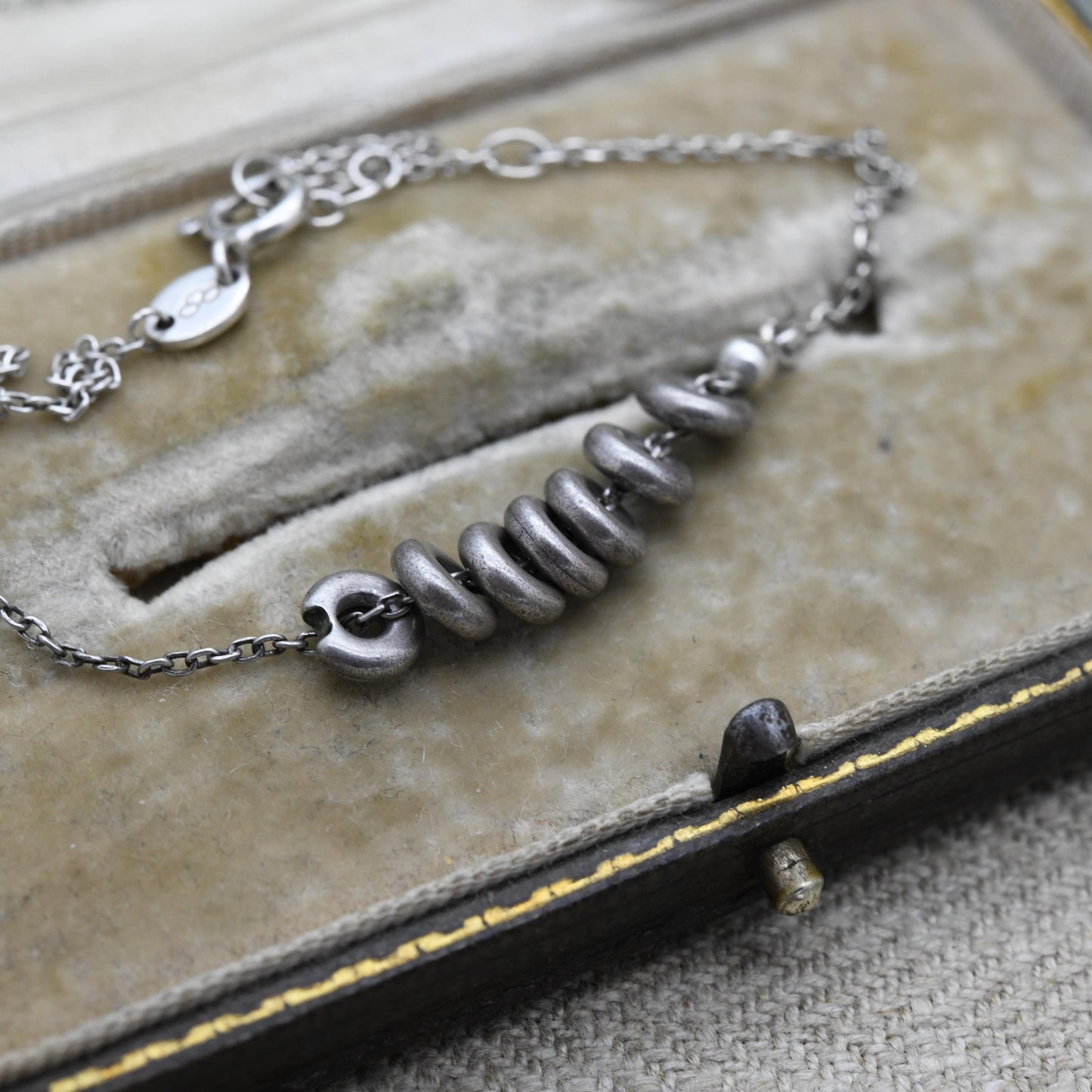 Vintage Links of London Sterling Silver Chain Bracelet - Small Rounded Curb Links | Cute Silver Rings | Minimalist | Gift for Her