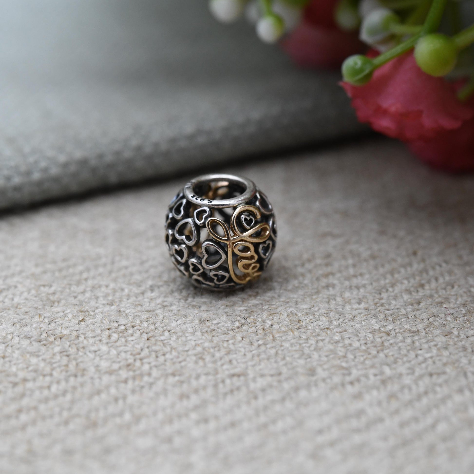 Pandora Sterling Silver Openwork Love Bead Charm Pendant - Cute | Love Hearts | Gift for Charm Bracelet