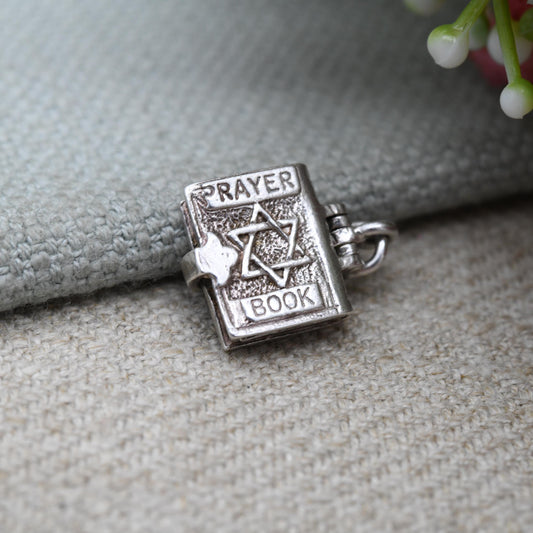 Vintage Nuvo Sterling Silver Jewish Prayer Book Opening Charm Pendant - Siddur | Religion | Hebrew | Gift for Charm Bracelet Necklace Stack