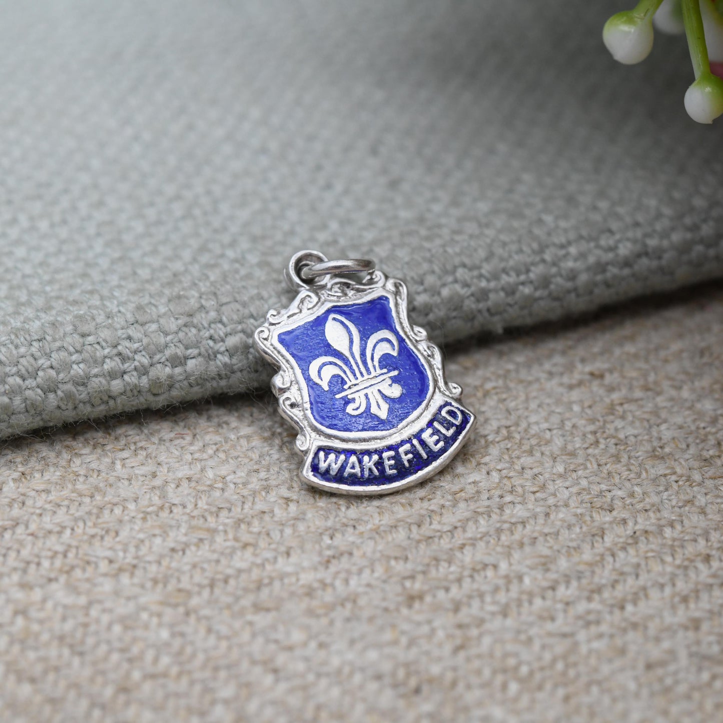 Vintage Sterling Silver Enamel Wakefield Souvenir Shield Charm Pendant - England | Yorkshire | Tourist | Souvenir Gift for Charm Bracelet