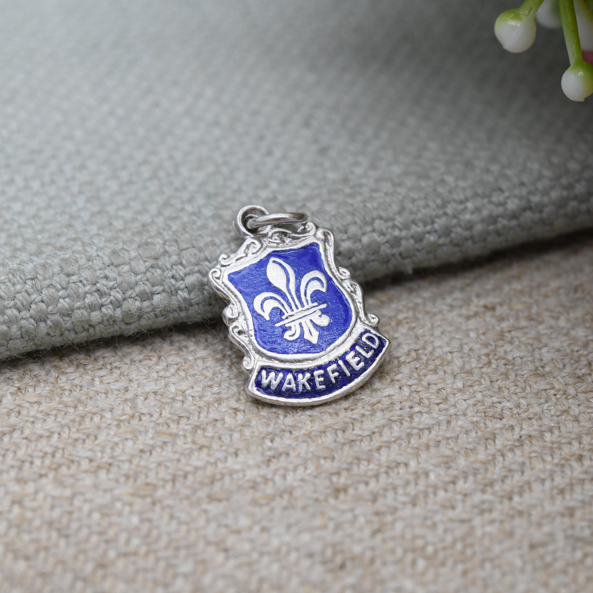 Vintage Sterling Silver Enamel Wakefield Souvenir Shield Charm Pendant - England | Yorkshire | Tourist | Souvenir Gift for Charm Bracelet