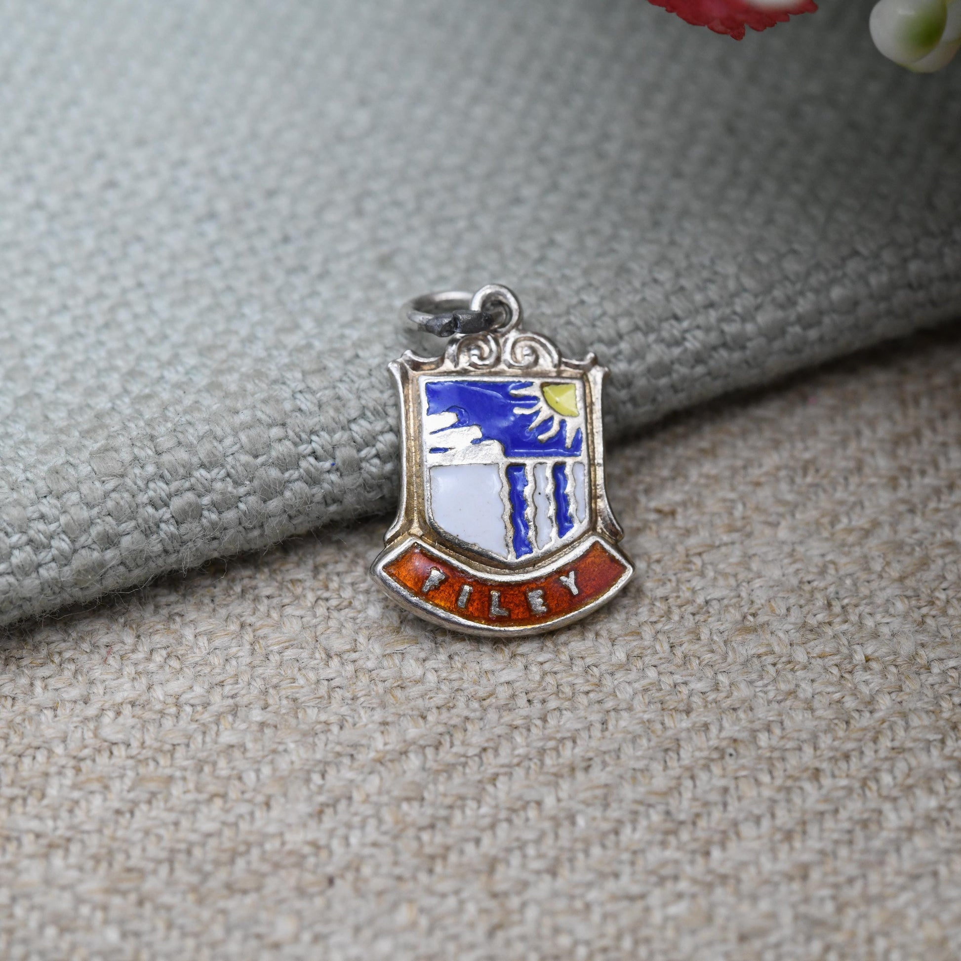 Vintage Sterling Silver Skegness Enamel Souvenir Shield Charm Pendant - England | Lincolnshire | Tourist | Souvenir Gift for Charm Bracelet