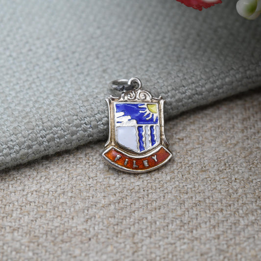 Vintage Sterling Silver Skegness Enamel Souvenir Shield Charm Pendant - England | Lincolnshire | Tourist | Souvenir Gift for Charm Bracelet