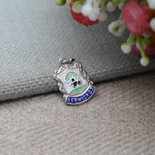 Vintage Sterling Silver Berwick-upon-Tweed Enamel Souvenir Shield Charm - England | Northumberland | Souvenir Gift for Charm Bracelet