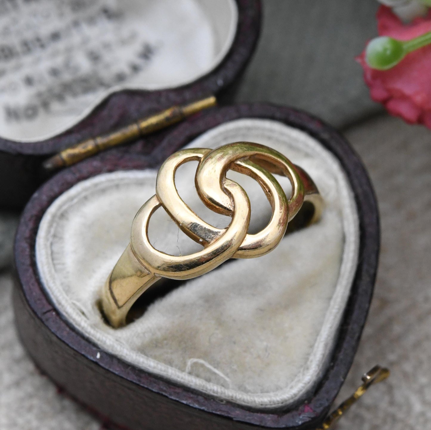 Vintage 9ct Gold Openwork Knot Ring - 1990's Woven Band Rope Twist | Y2K Jewellery Unisex Gift | UK Size - O | US Size - 7 1/4