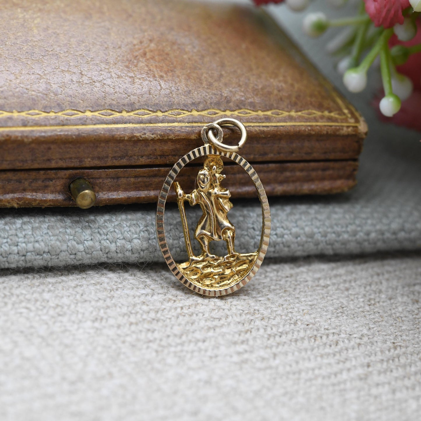 Vintage 9ct Gold St Christopher Pendant 1986 - Patron Saint of Travellers Travel Gift | Religious Saint Christian Necklace